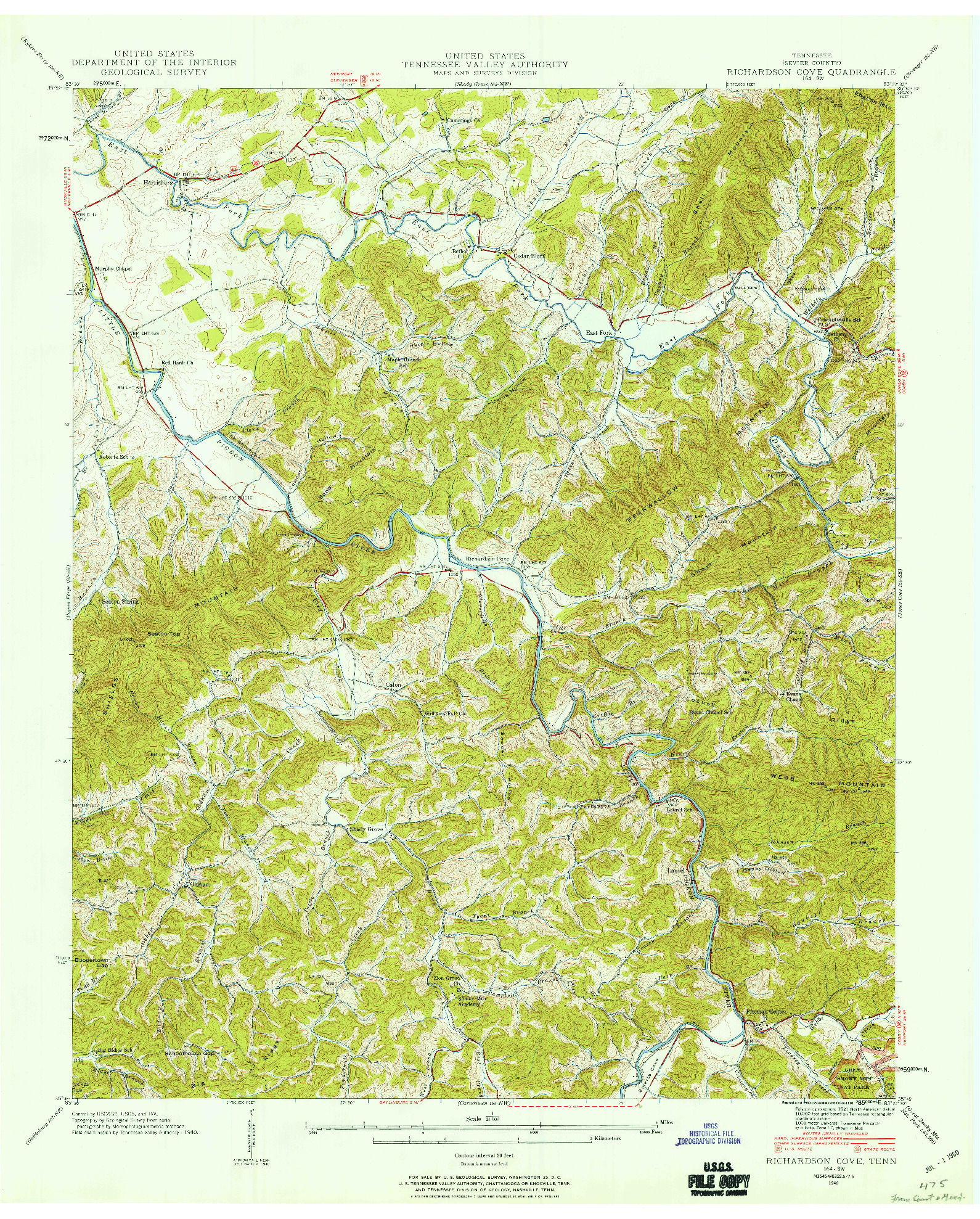 USGS 1:24000-SCALE QUADRANGLE FOR RICHARDSON COVE, TN 1940