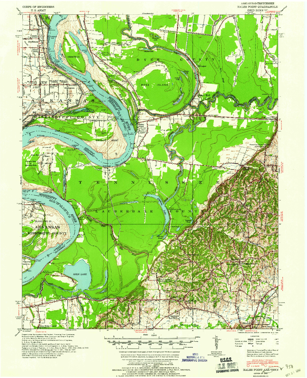 USGS 1:62500-SCALE QUADRANGLE FOR HALES POINT, TN 1952