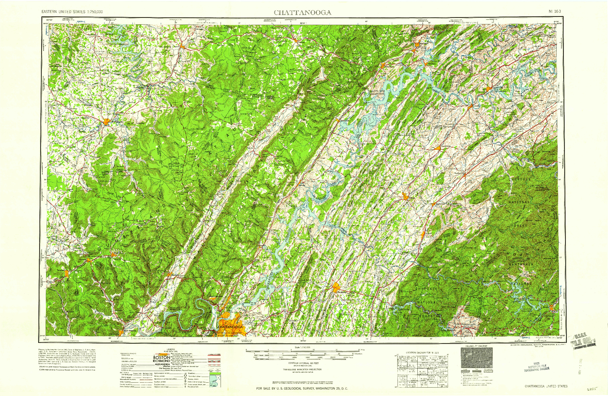 USGS 1:250000-SCALE QUADRANGLE FOR CHATTANOOGA, TN 1960