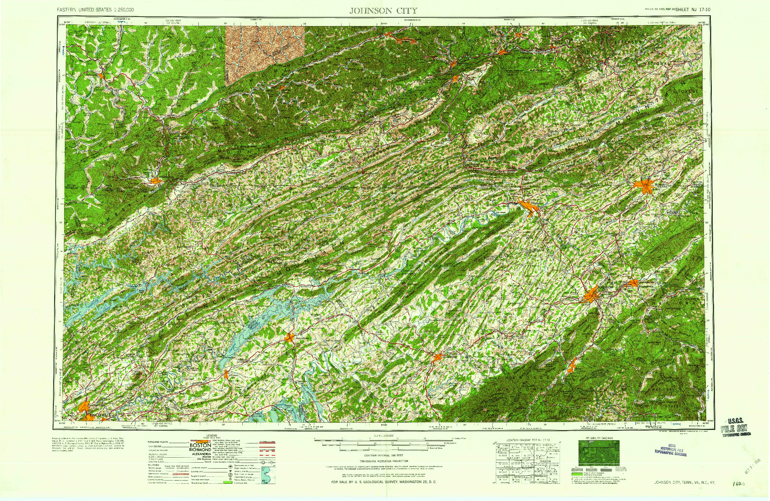 USGS 1:250000-SCALE QUADRANGLE FOR JOHNSON CITY, TN 1960