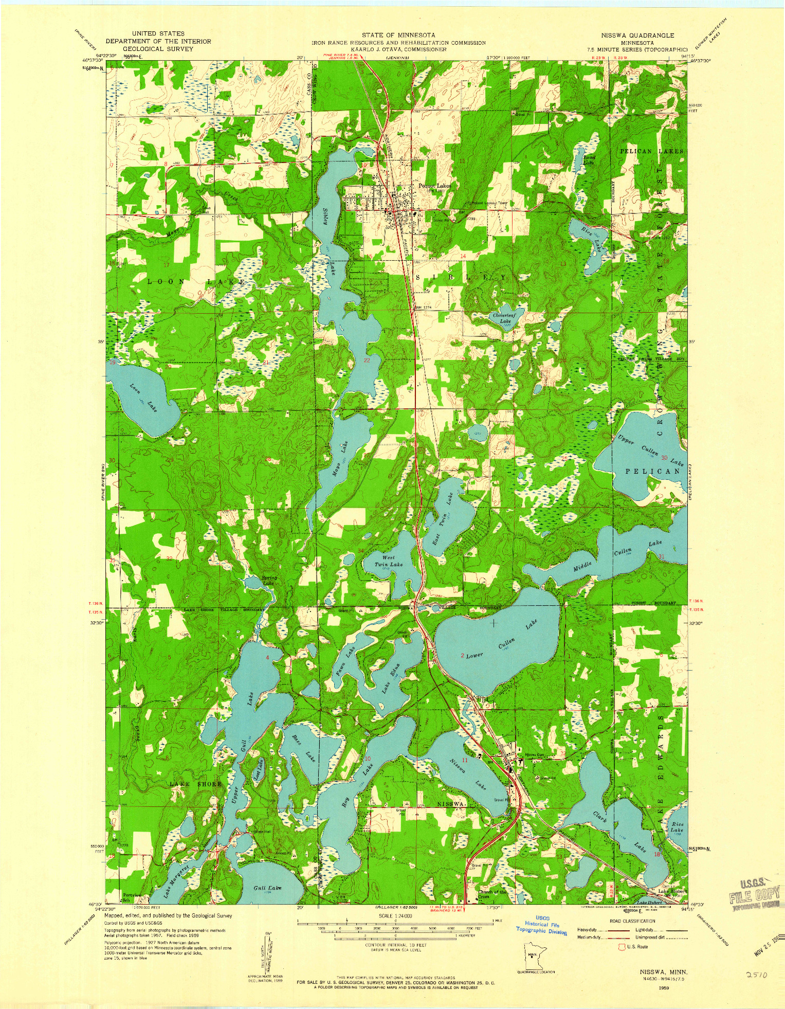 USGS 1:24000-SCALE QUADRANGLE FOR NISSWA, MN 1959