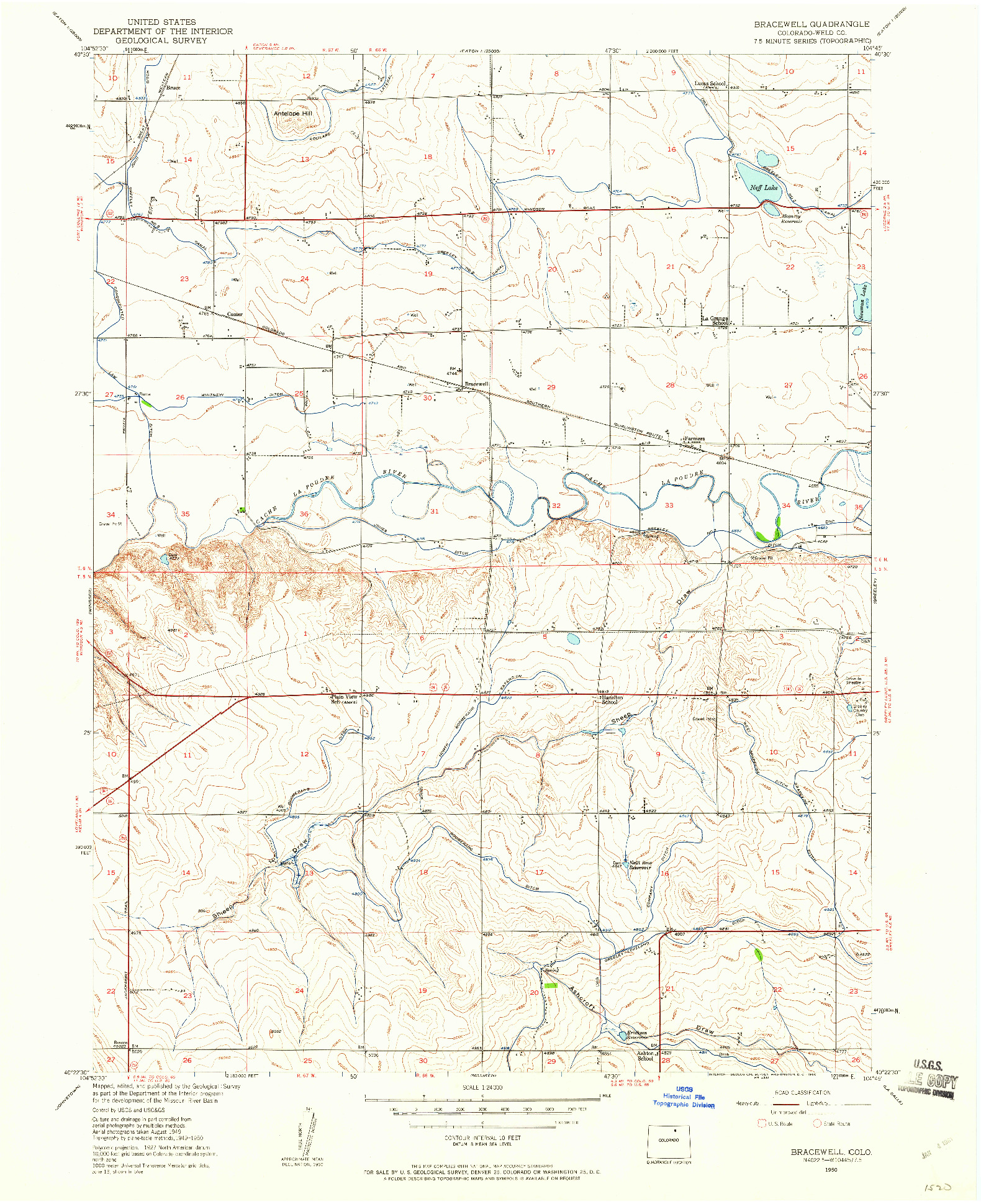 USGS 1:24000-SCALE QUADRANGLE FOR BRACEWELL, CO 1950