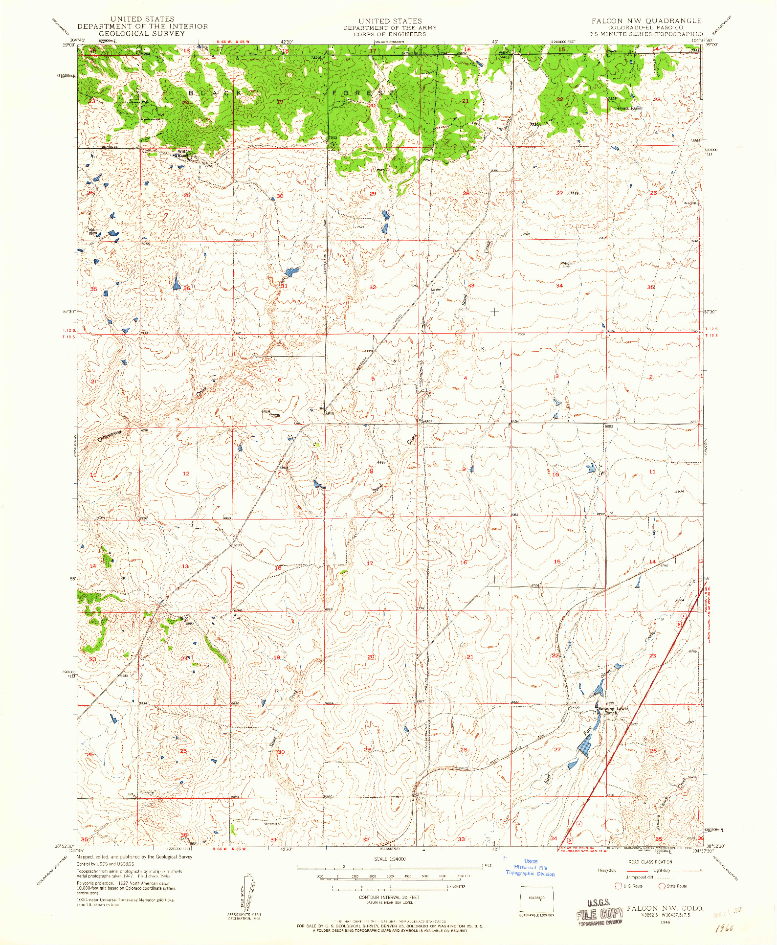USGS 1:24000-SCALE QUADRANGLE FOR FALCON NW, CO 1948