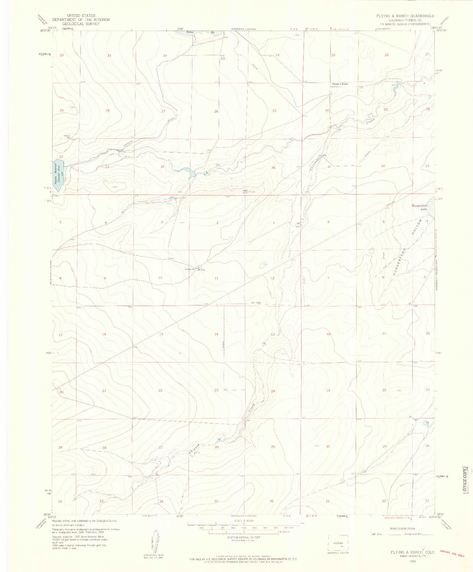 USGS 1:24000-SCALE QUADRANGLE FOR FLYING A RANCH, CO 1959