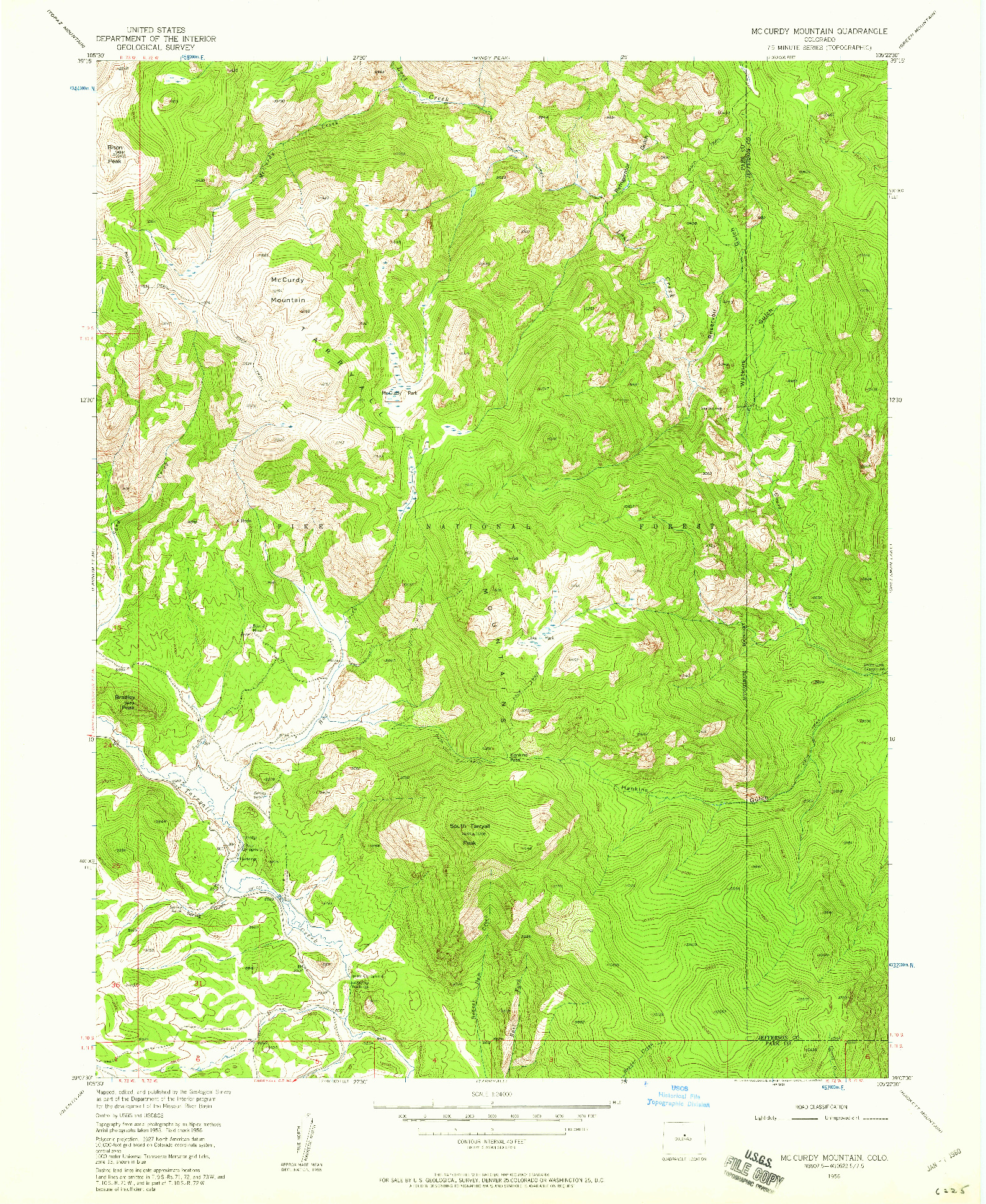 USGS 1:24000-SCALE QUADRANGLE FOR MC CURDY MOUNTAIN, CO 1956