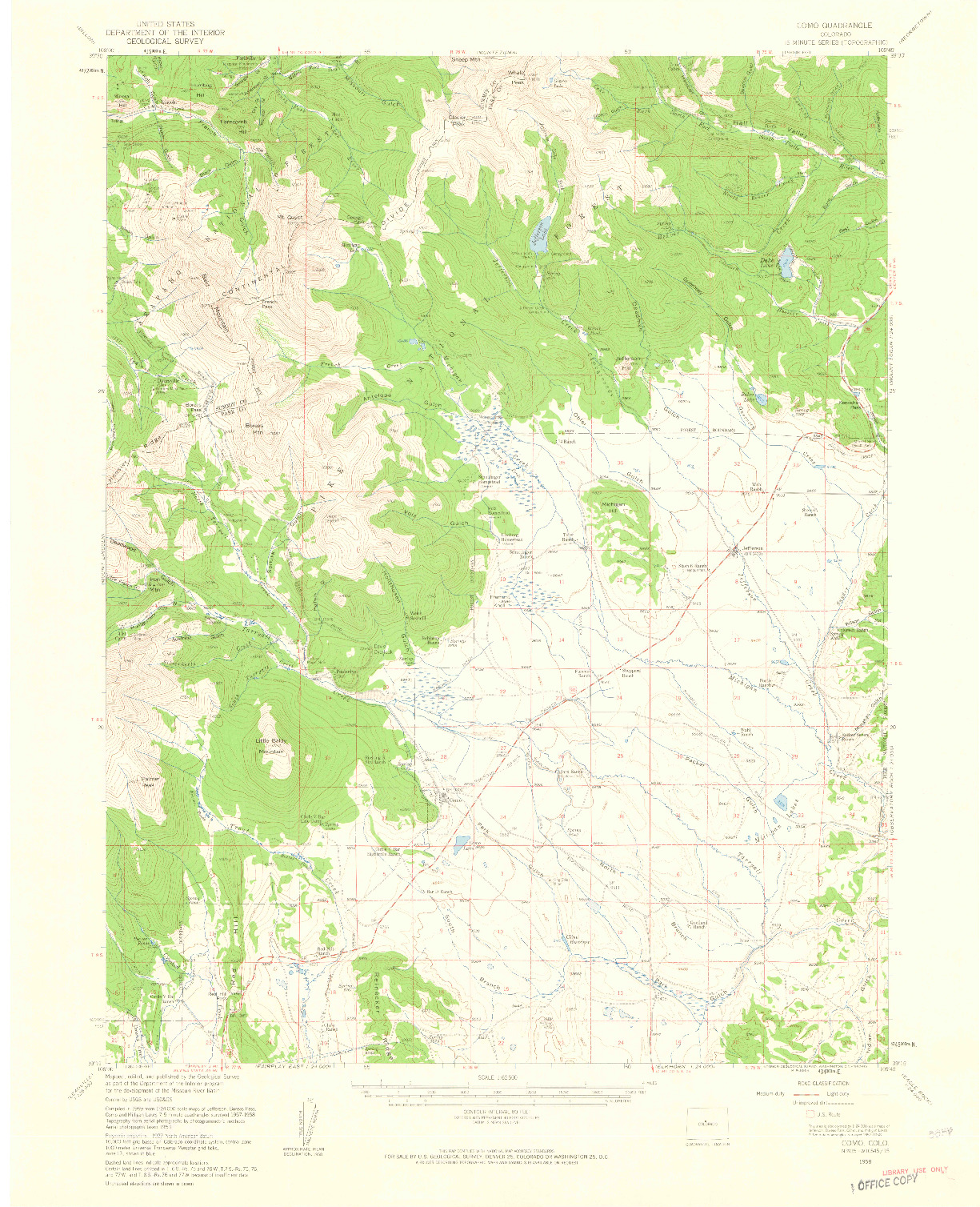 USGS 1:62500-SCALE QUADRANGLE FOR COMO, CO 1958