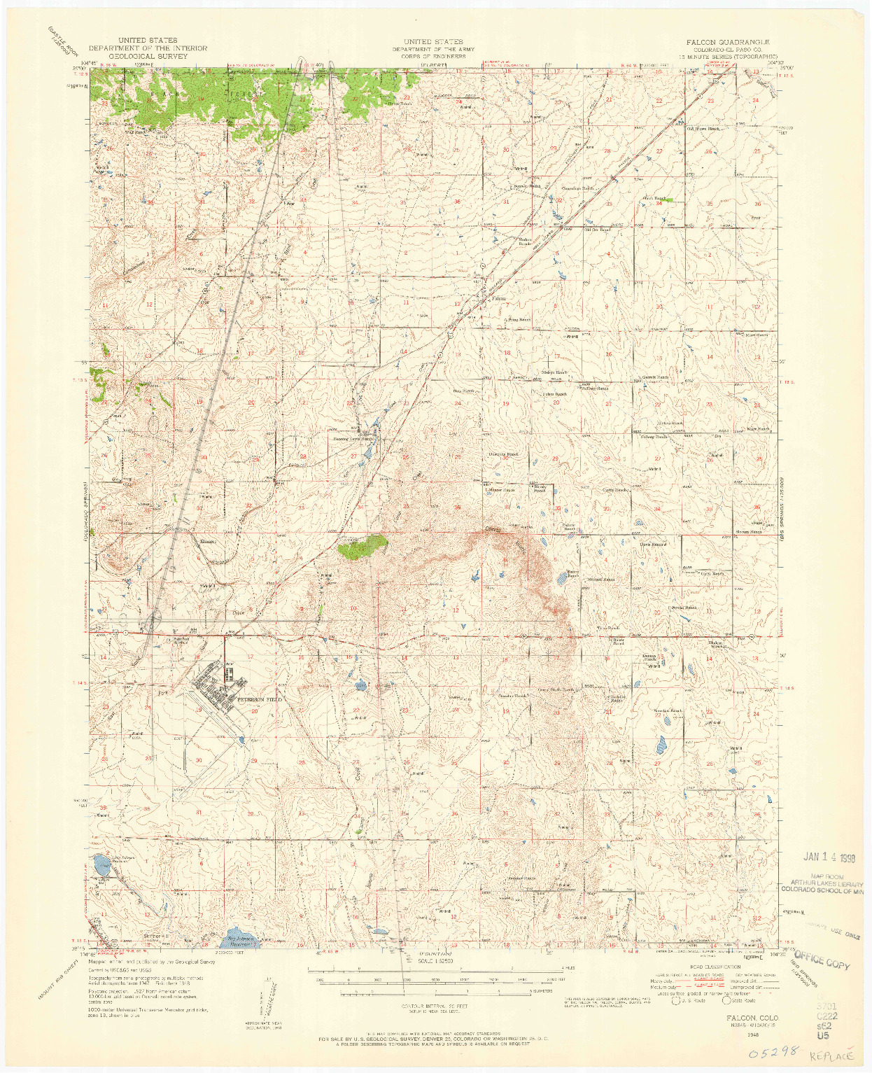 USGS 1:62500-SCALE QUADRANGLE FOR FALCON, CO 1948