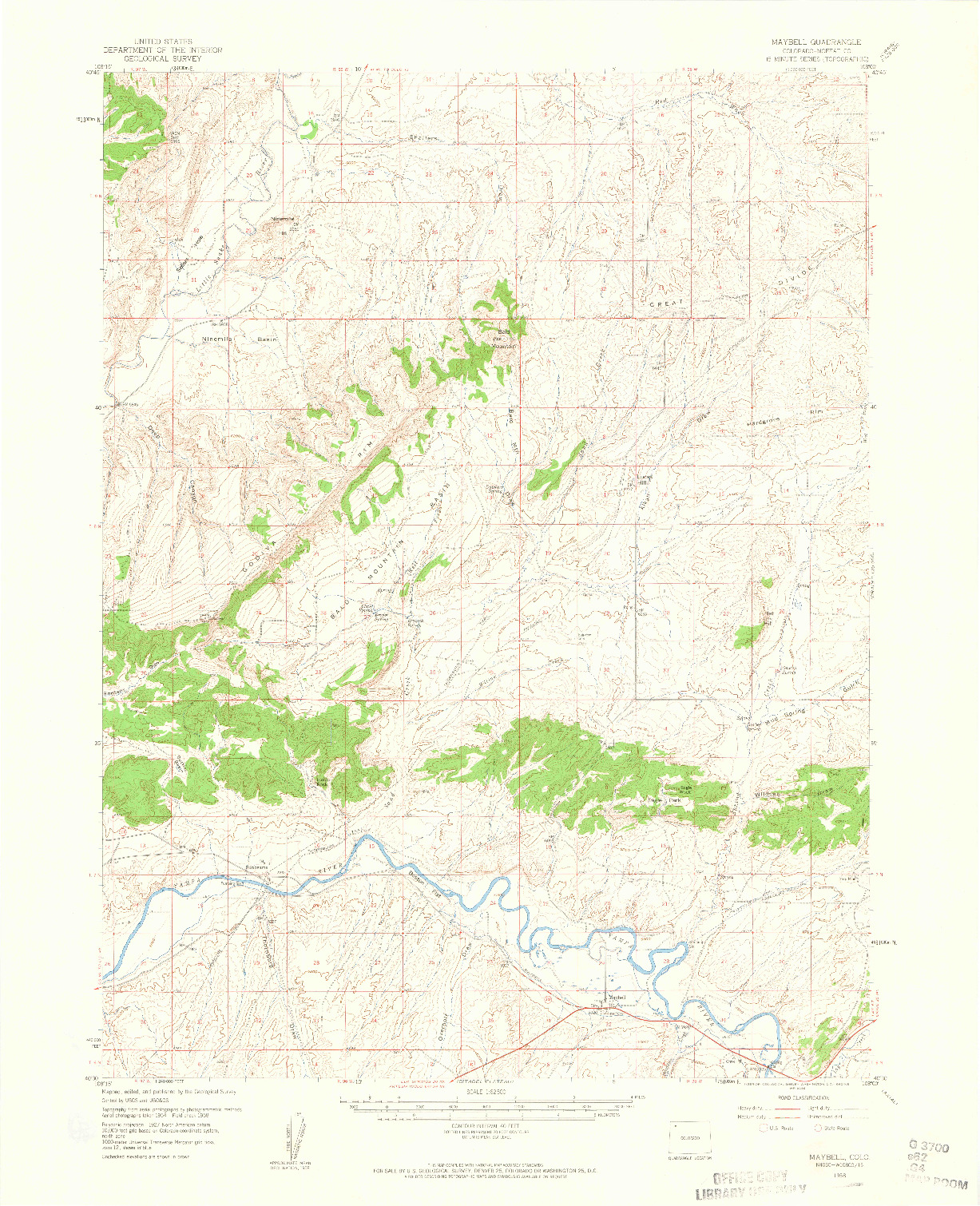 USGS 1:62500-SCALE QUADRANGLE FOR MAYBELL, CO 1958