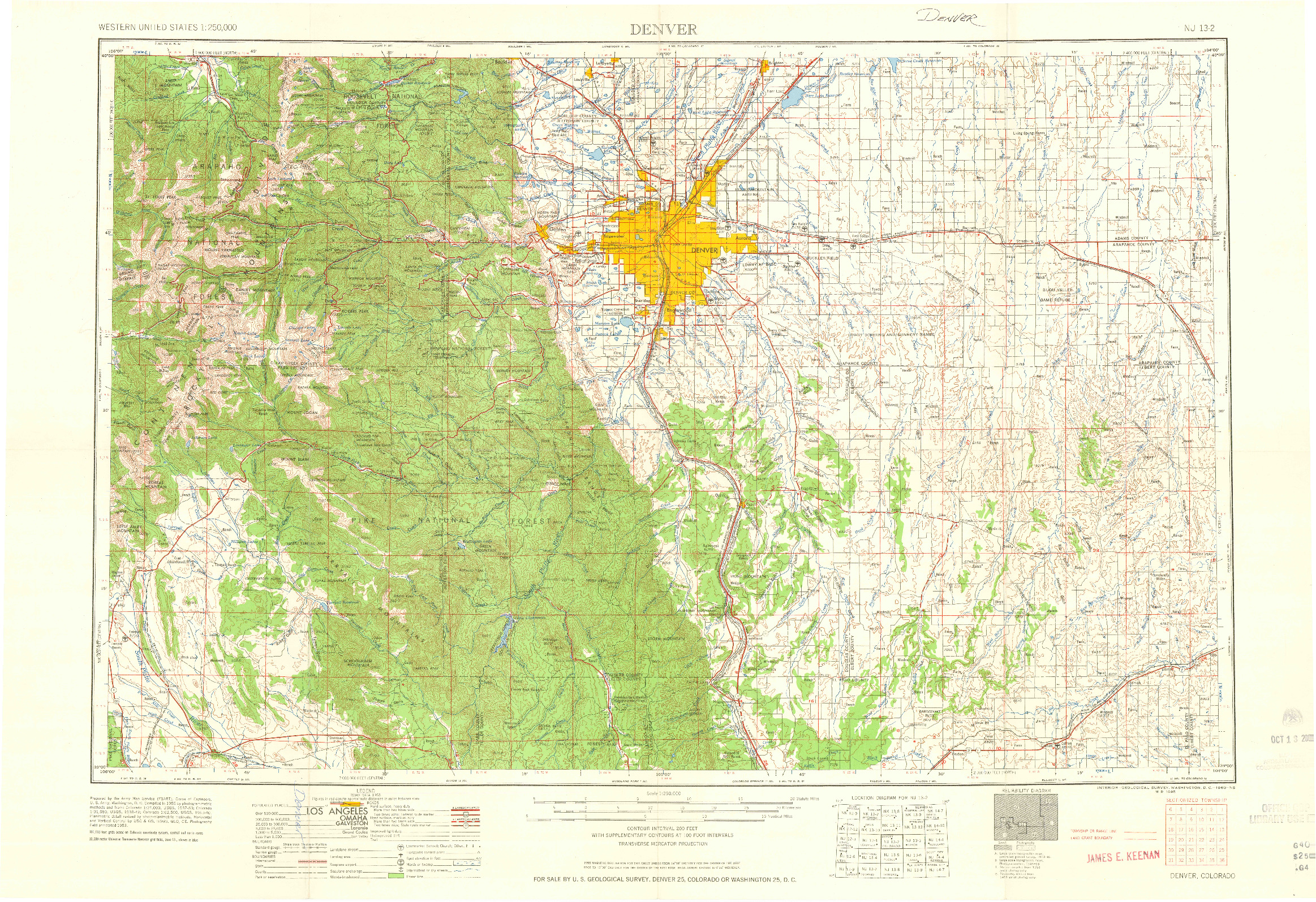 USGS 1:250000-SCALE QUADRANGLE FOR DENVER, CO 1960
