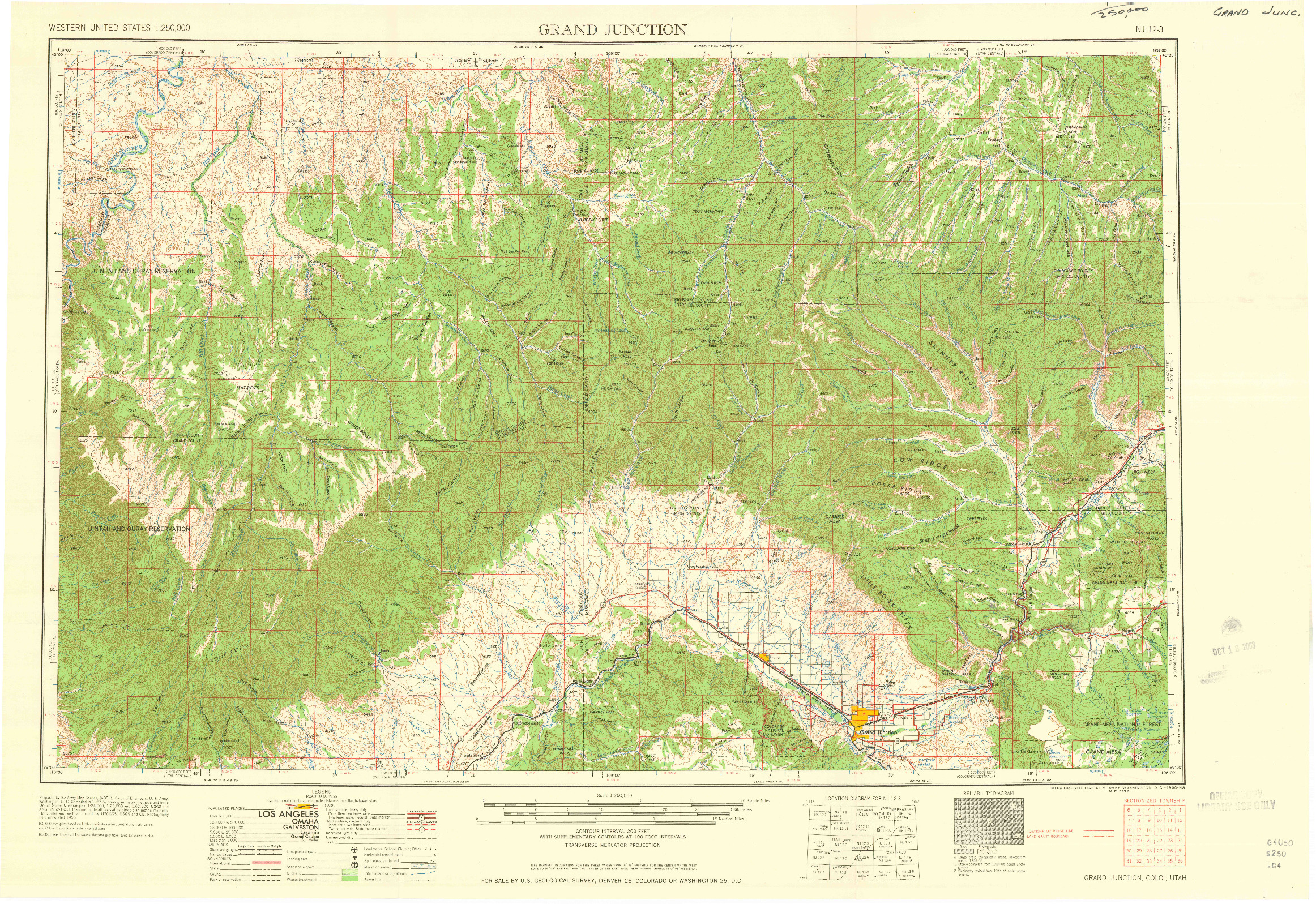 USGS 1:250000-SCALE QUADRANGLE FOR GRAND JUNCTION, CO 1960
