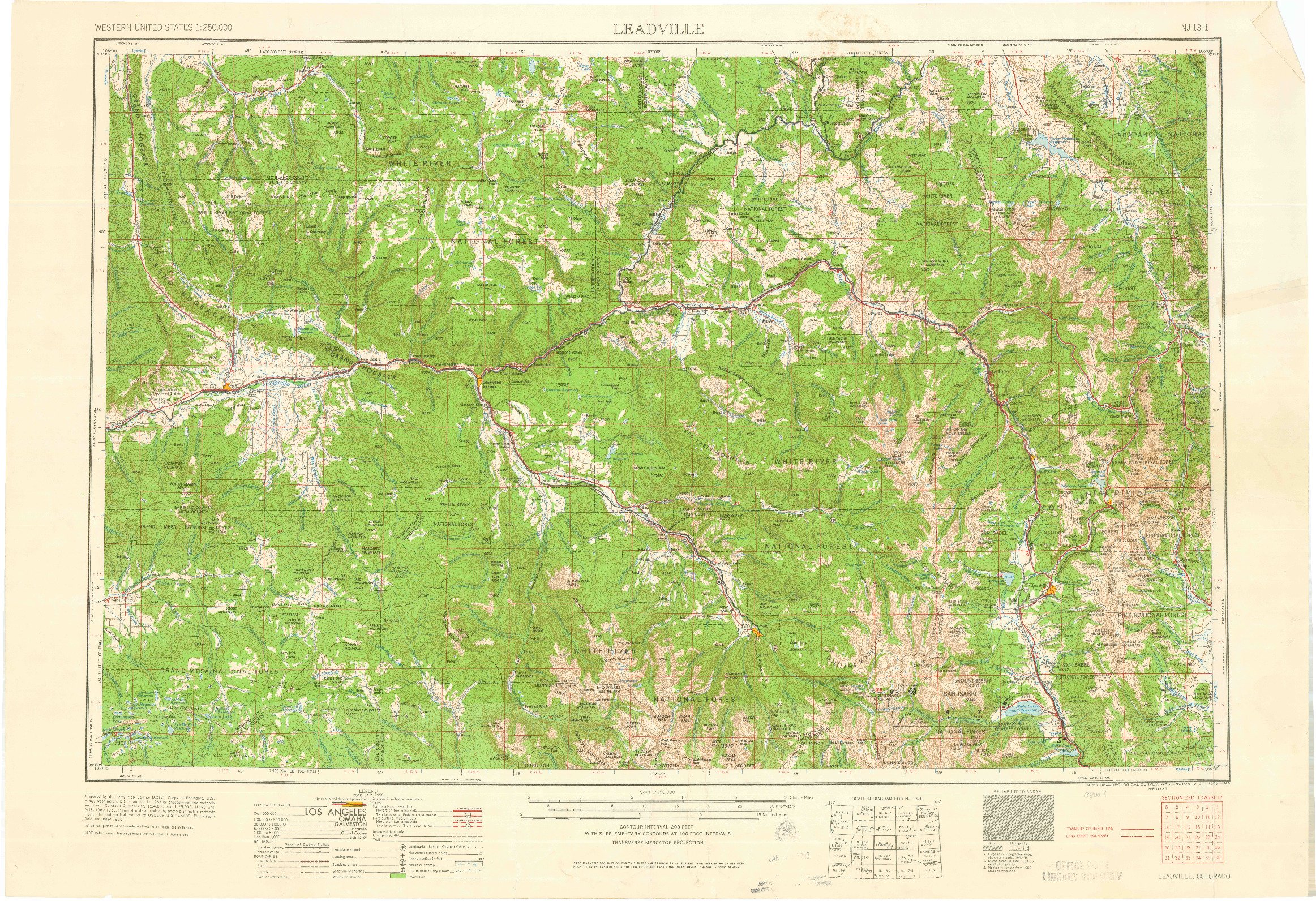 USGS 1:250000-SCALE QUADRANGLE FOR LEADVILLE, CO 1960