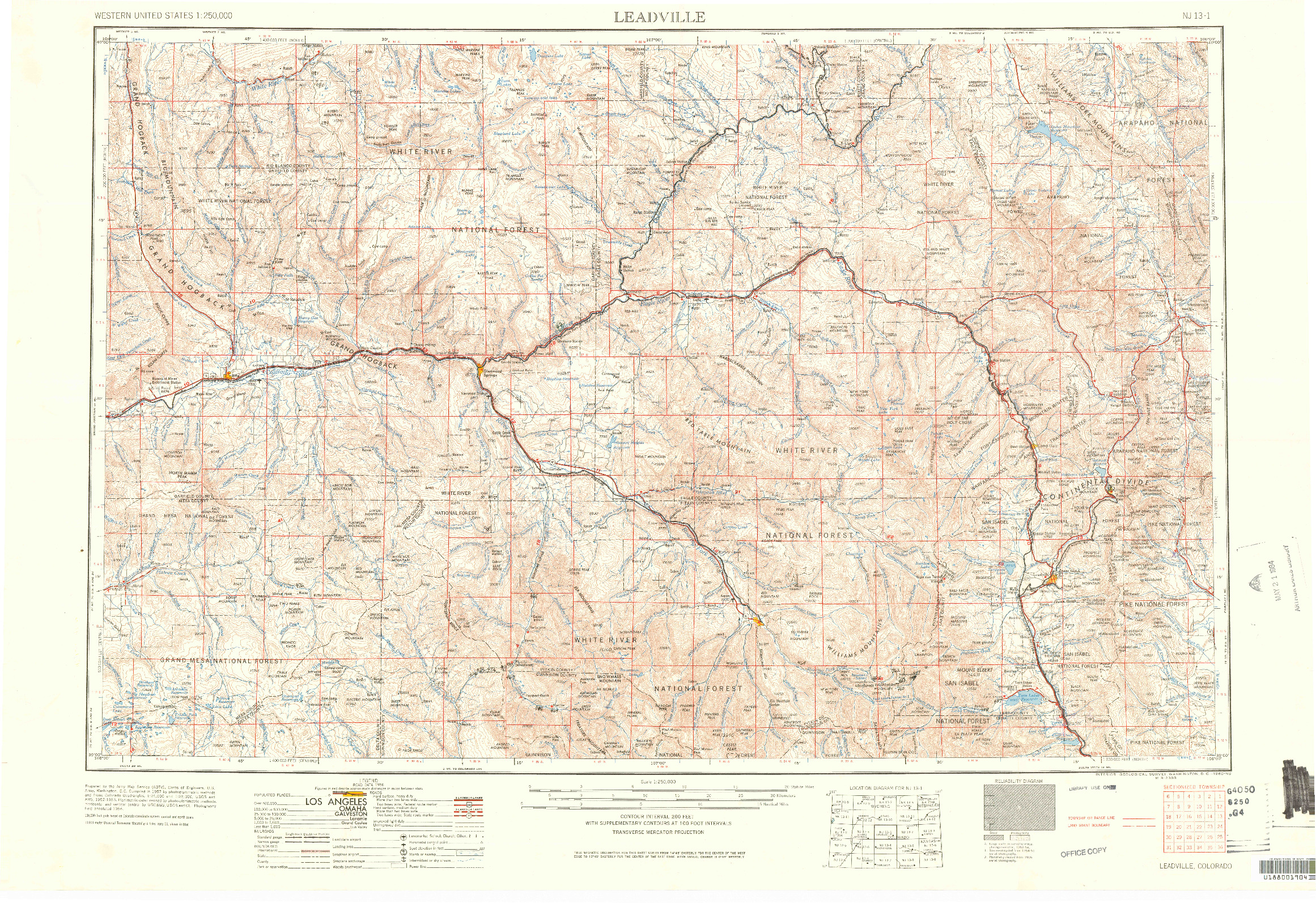 USGS 1:250000-SCALE QUADRANGLE FOR LEADVILLE, CO 1960