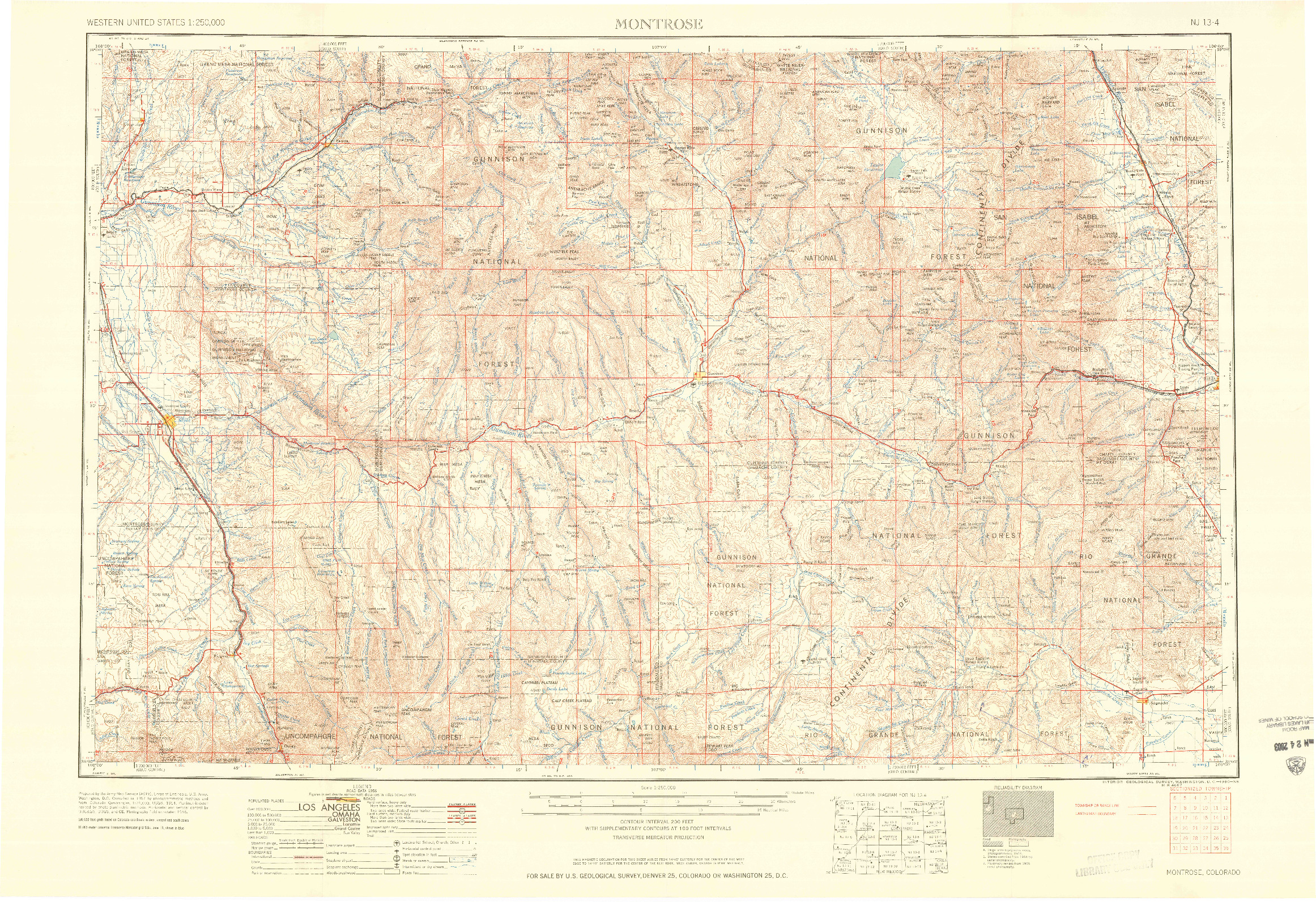 USGS 1:250000-SCALE QUADRANGLE FOR MONTROSE, CO 1960