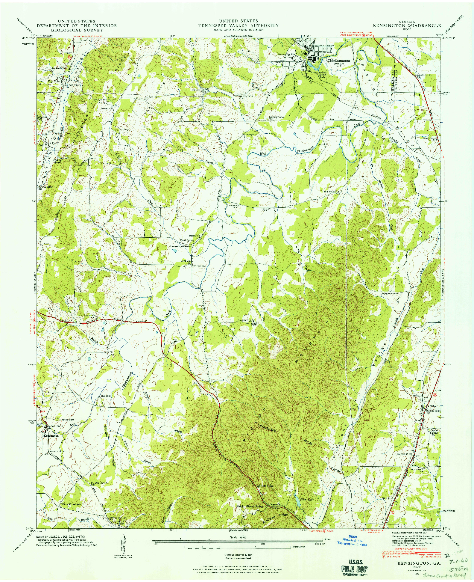 USGS 1:24000-SCALE QUADRANGLE FOR KENSINGTON, GA 1946