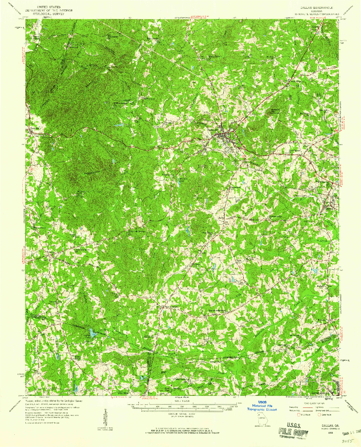 USGS 1:62500-SCALE QUADRANGLE FOR DALLAS, GA 1958