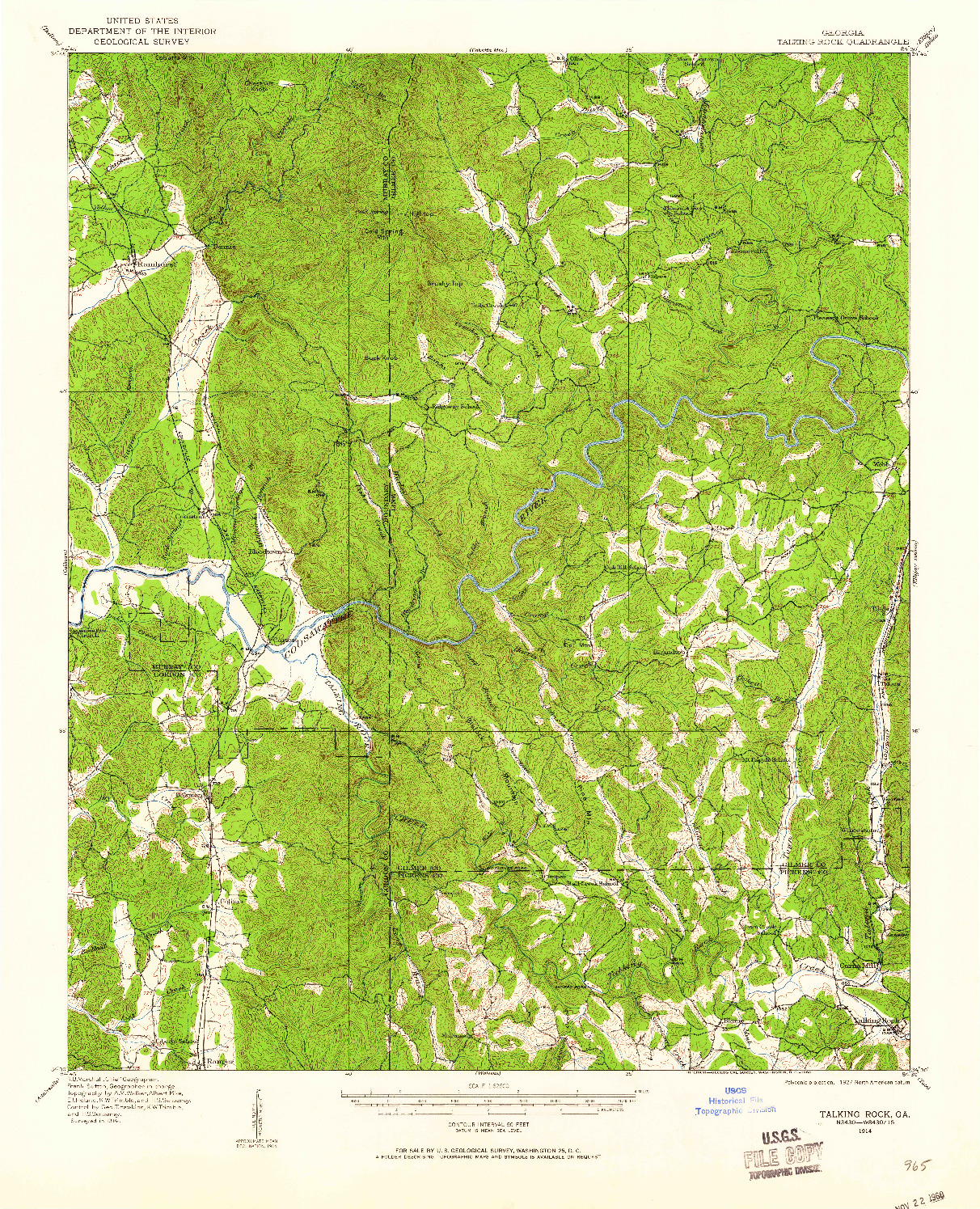 USGS 1:62500-SCALE QUADRANGLE FOR TALKING ROCK, GA 1914