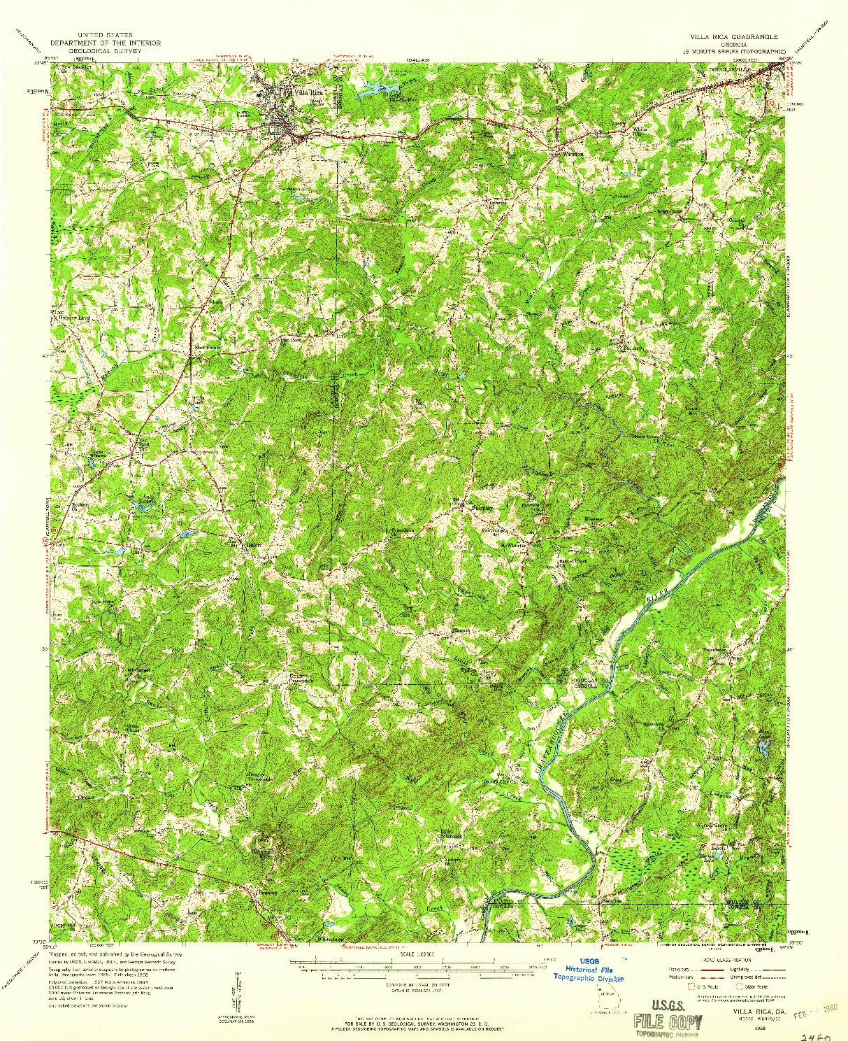 USGS 1:62500-SCALE QUADRANGLE FOR VILLA RICA, GA 1958