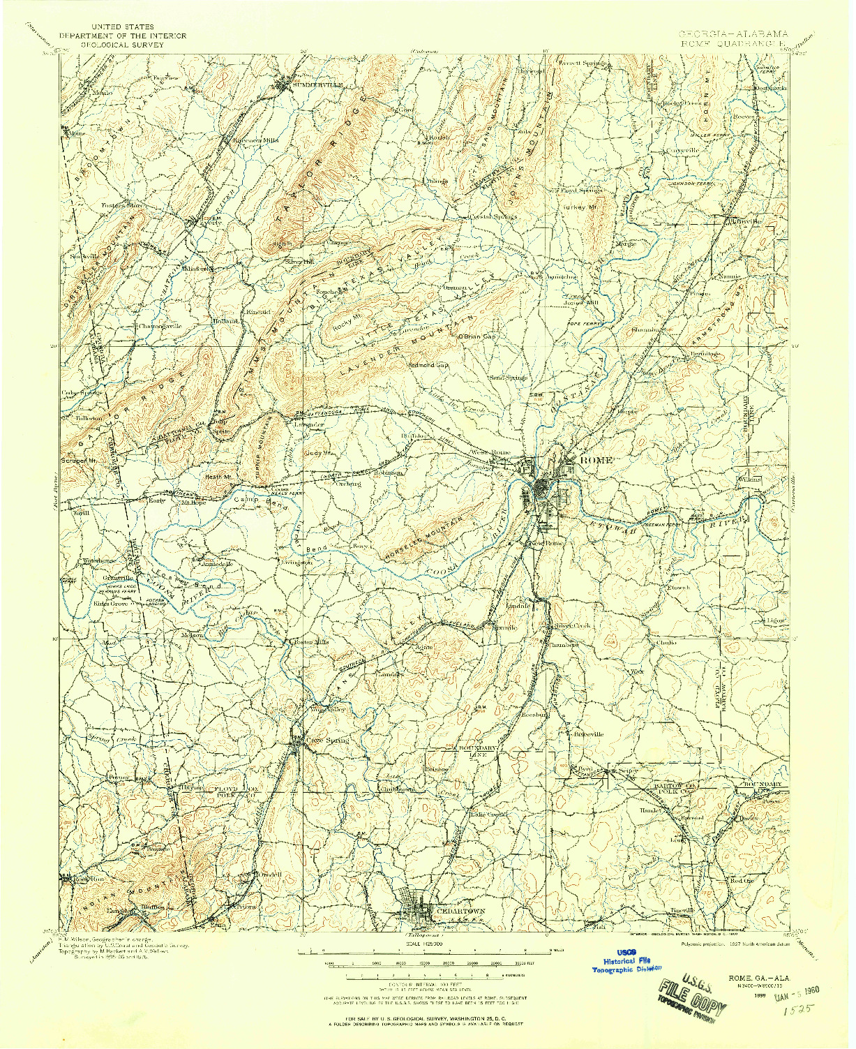 USGS 1:125000-SCALE QUADRANGLE FOR ROME, GA 1898