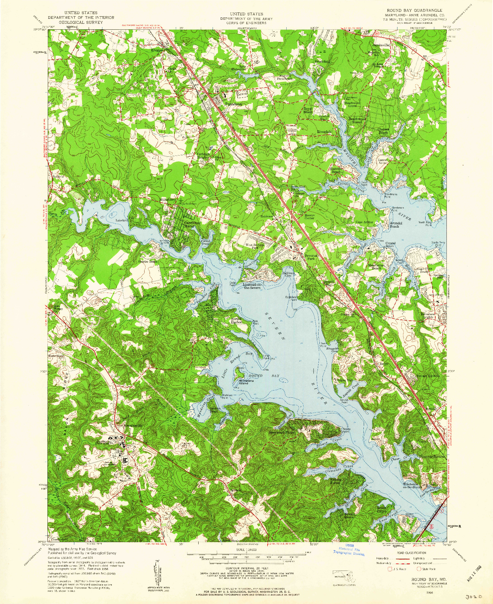 USGS 1:24000-SCALE QUADRANGLE FOR ROUND BAY, MD 1956