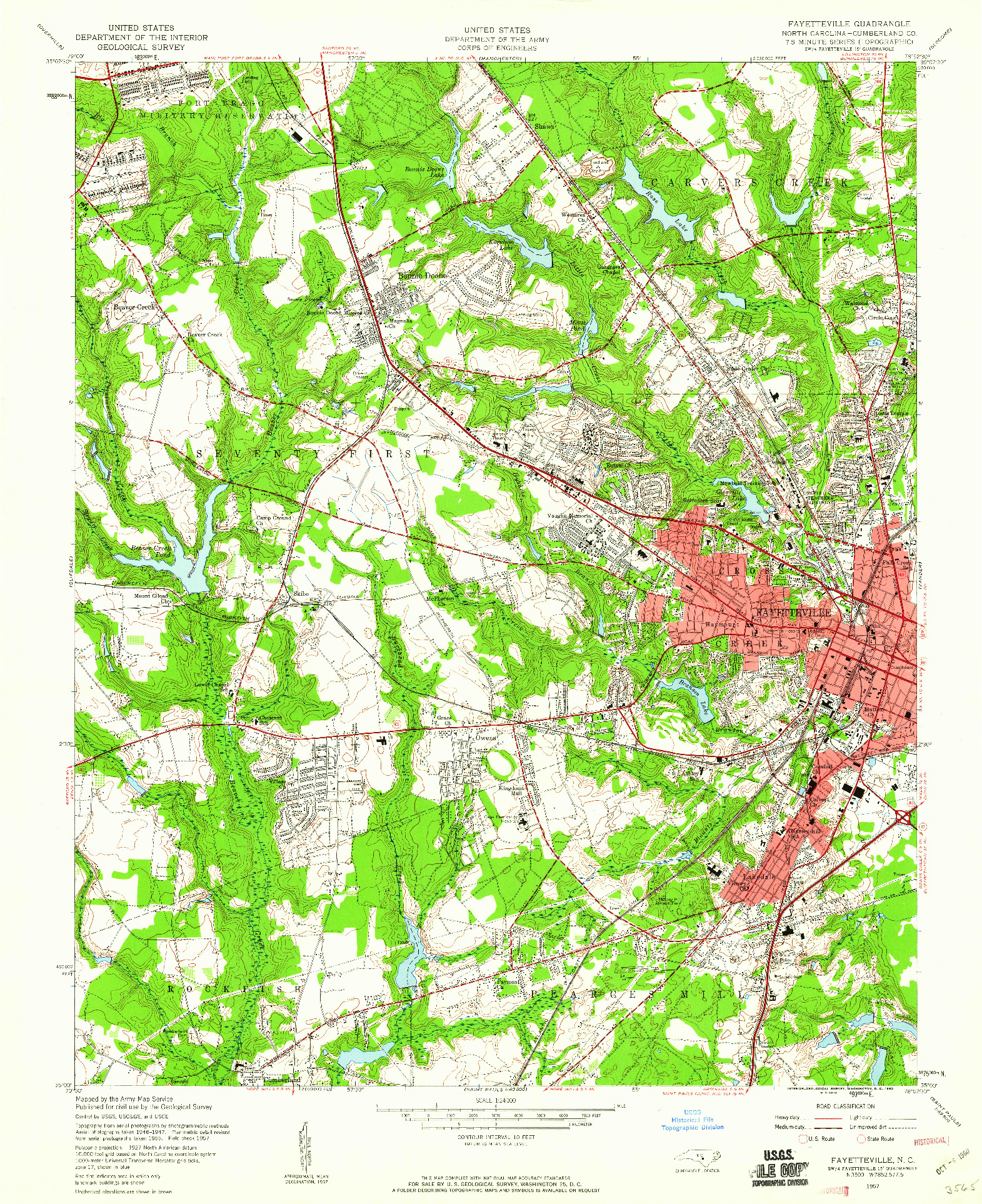 USGS 1:24000-SCALE QUADRANGLE FOR FAYETTEVILLE, NC 1957