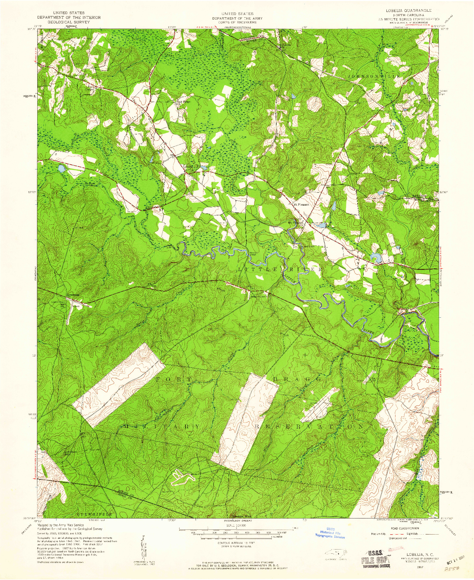 USGS 1:24000-SCALE QUADRANGLE FOR LOBELIA, NC 1957