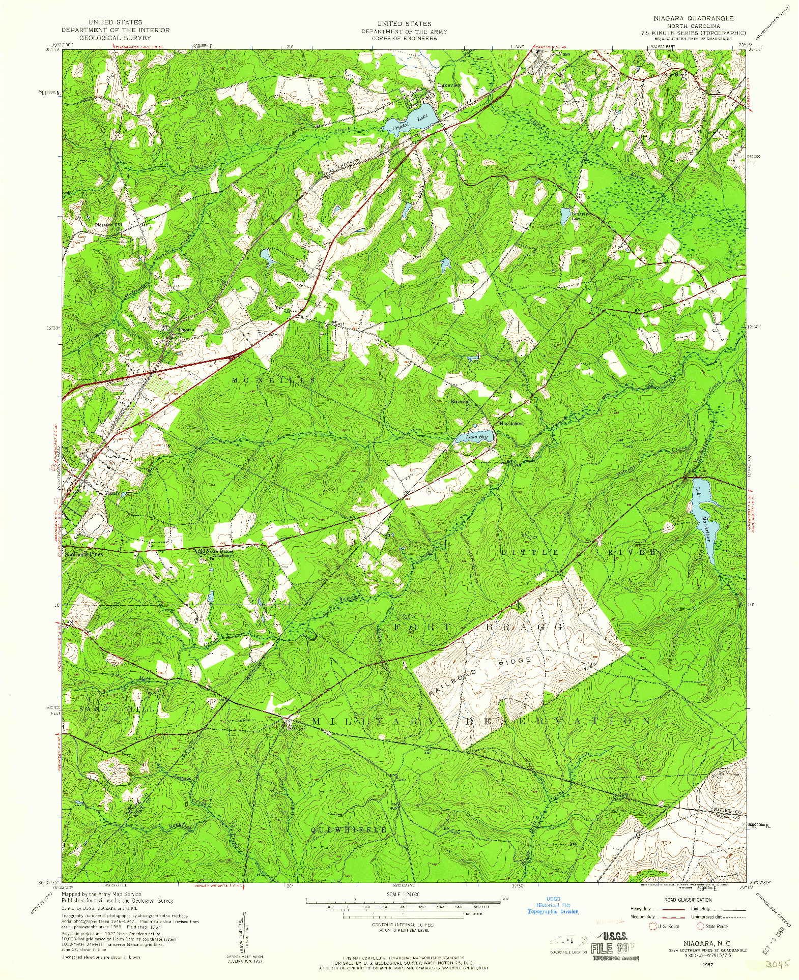 USGS 1:24000-SCALE QUADRANGLE FOR NIAGARA, NC 1957