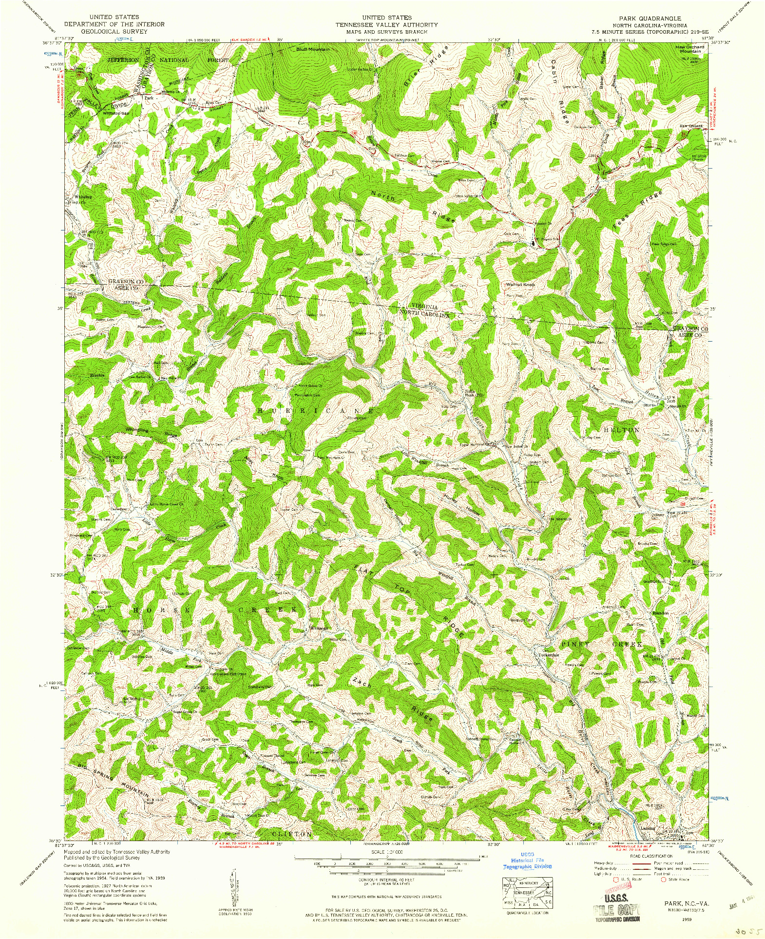 USGS 1:24000-SCALE QUADRANGLE FOR PARK, NC 1959