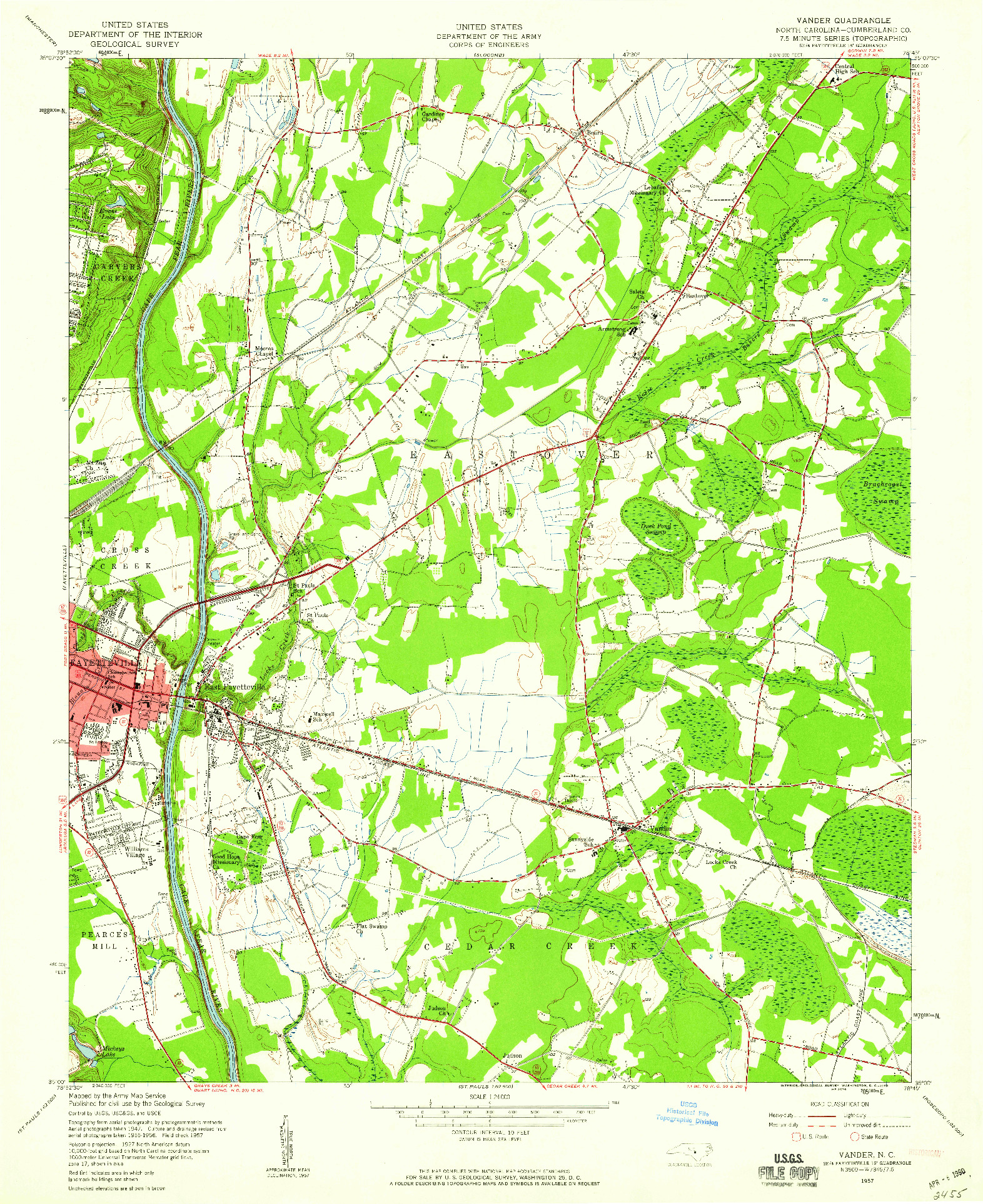 USGS 1:24000-SCALE QUADRANGLE FOR VANDER, NC 1957