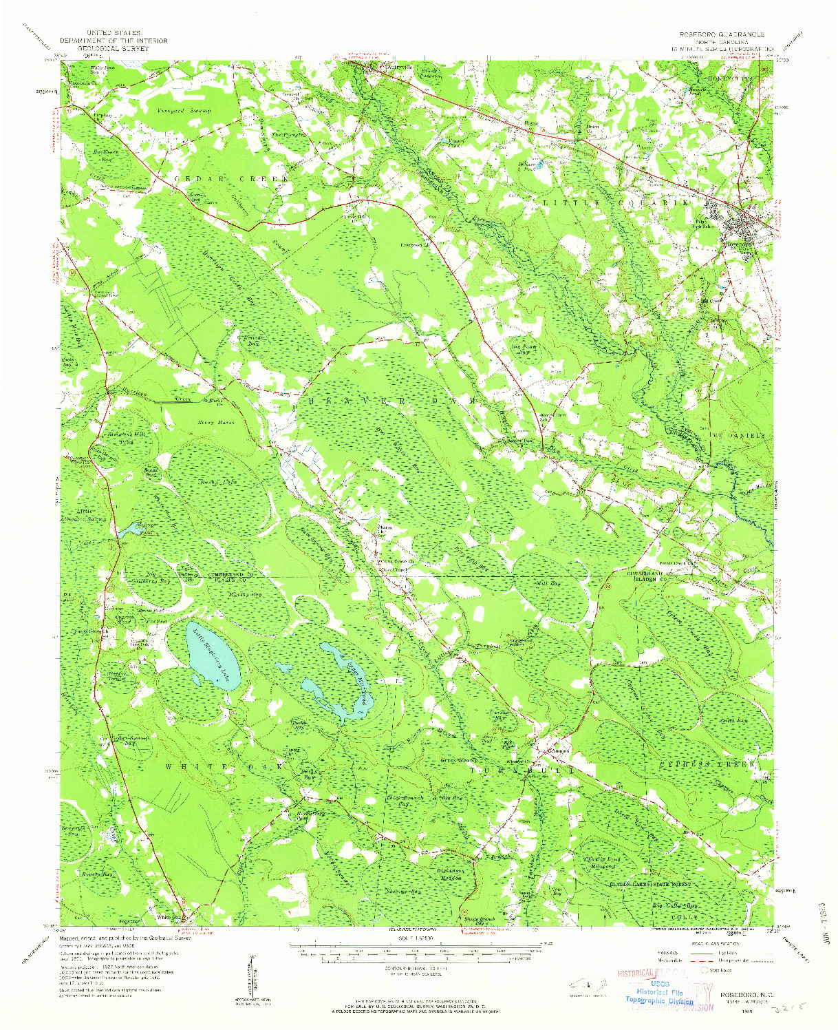 USGS 1:62500-SCALE QUADRANGLE FOR ROSEBORO, NC 1959