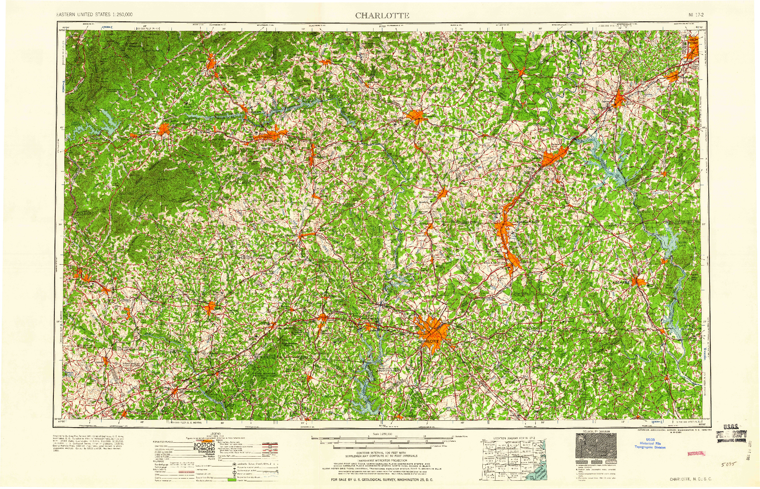 USGS 1:250000-SCALE QUADRANGLE FOR CHARLOTTE, NC 1960