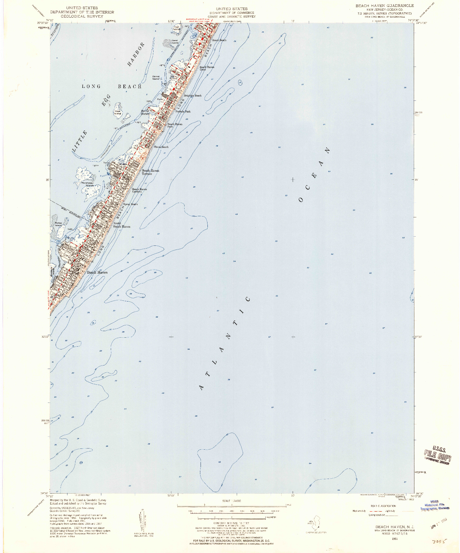 USGS 1:24000-SCALE QUADRANGLE FOR BEACH HAVEN, NJ 1951