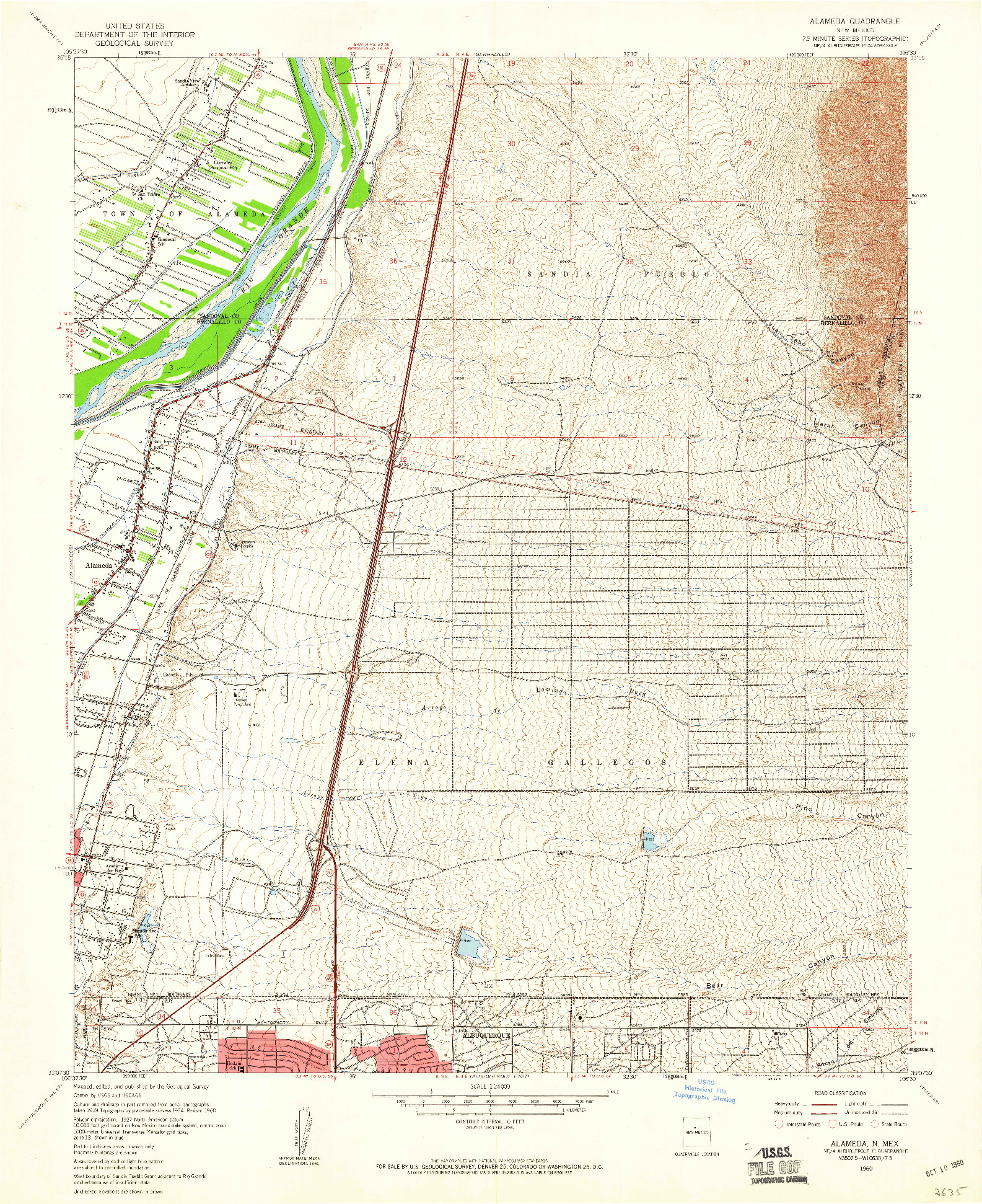USGS 1:24000-SCALE QUADRANGLE FOR ALAMEDA, NM 1960