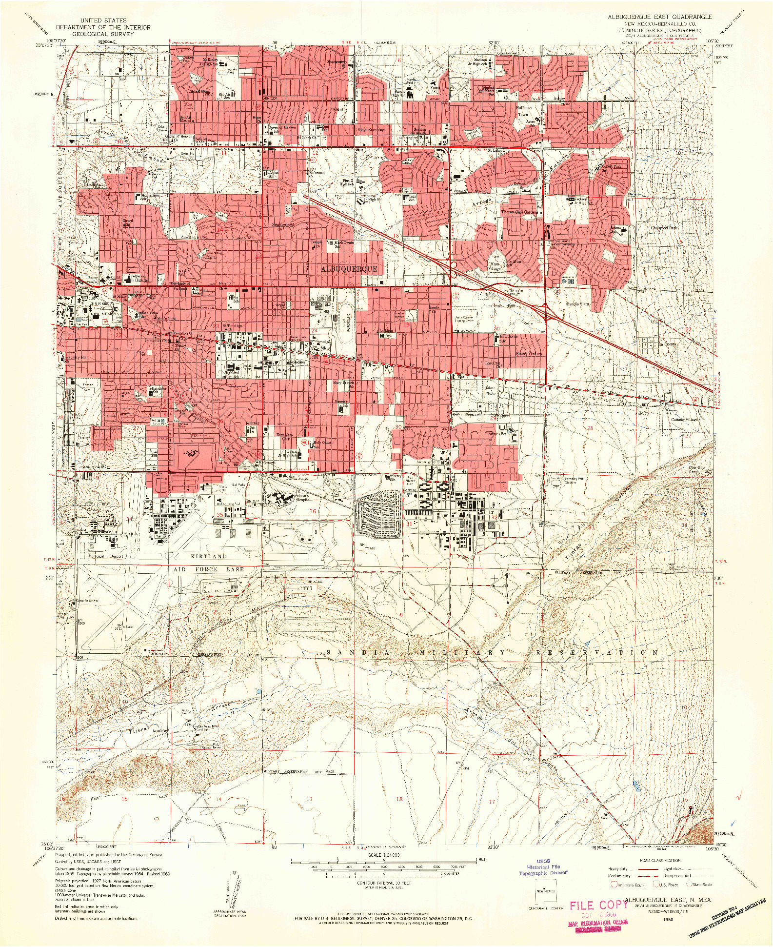 USGS 1:24000-SCALE QUADRANGLE FOR ALBUQUERQUE EAST, NM 1960