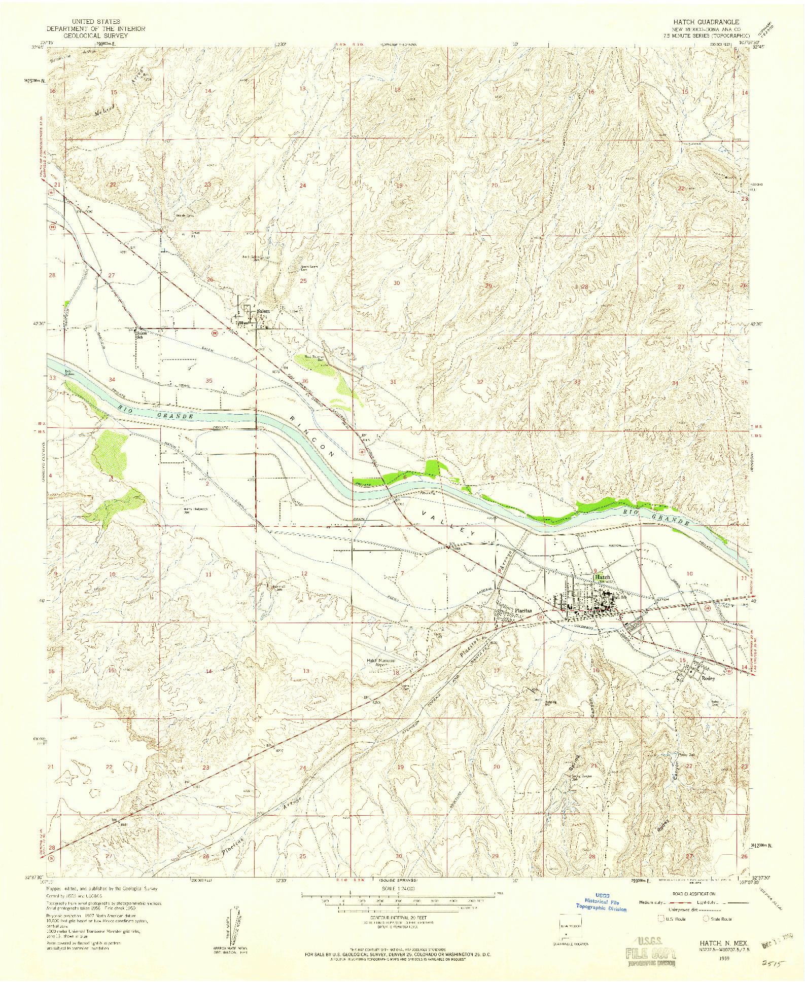USGS 1:24000-SCALE QUADRANGLE FOR HATCH, NM 1959