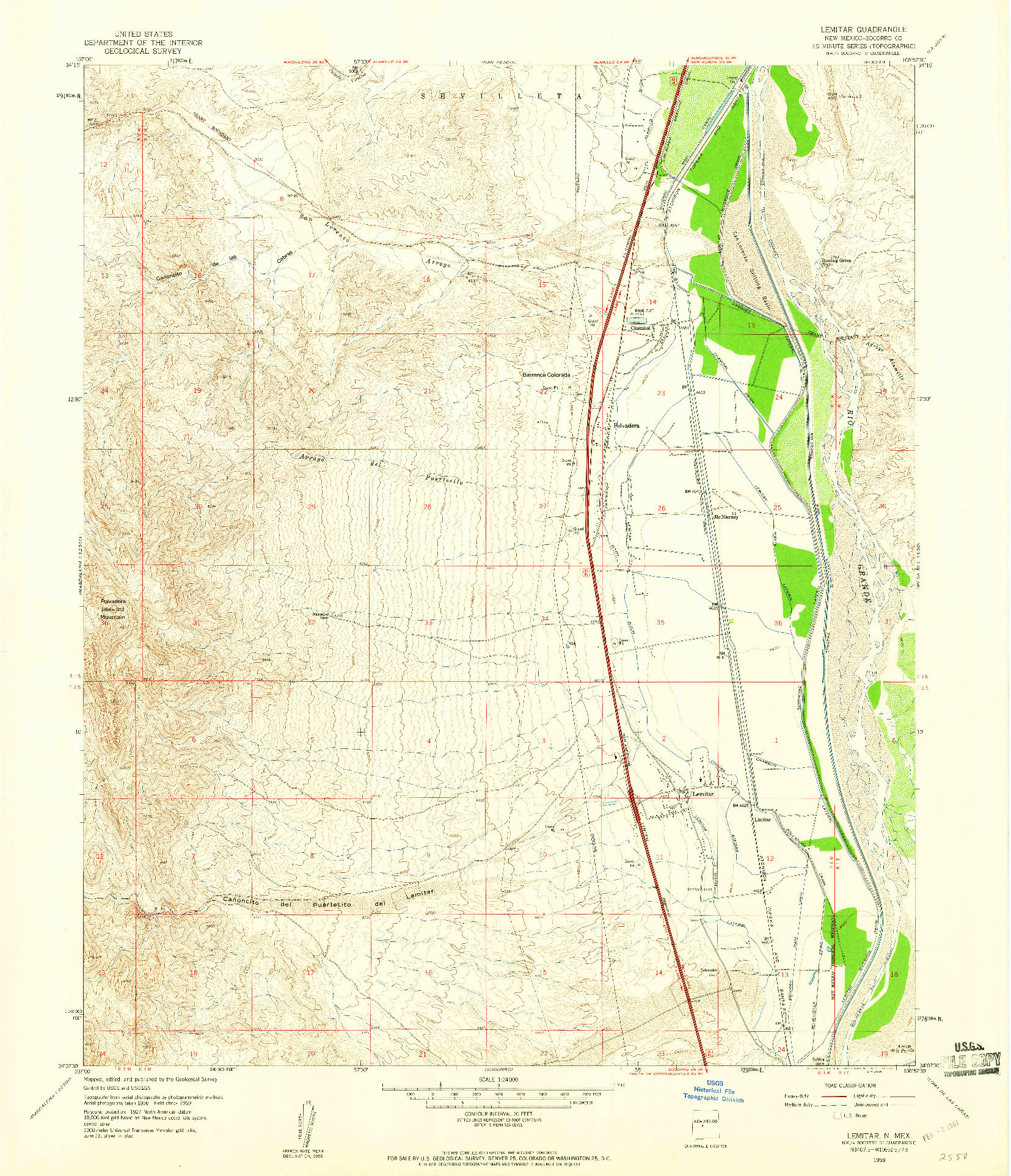 USGS 1:24000-SCALE QUADRANGLE FOR LEMITAR, NM 1959