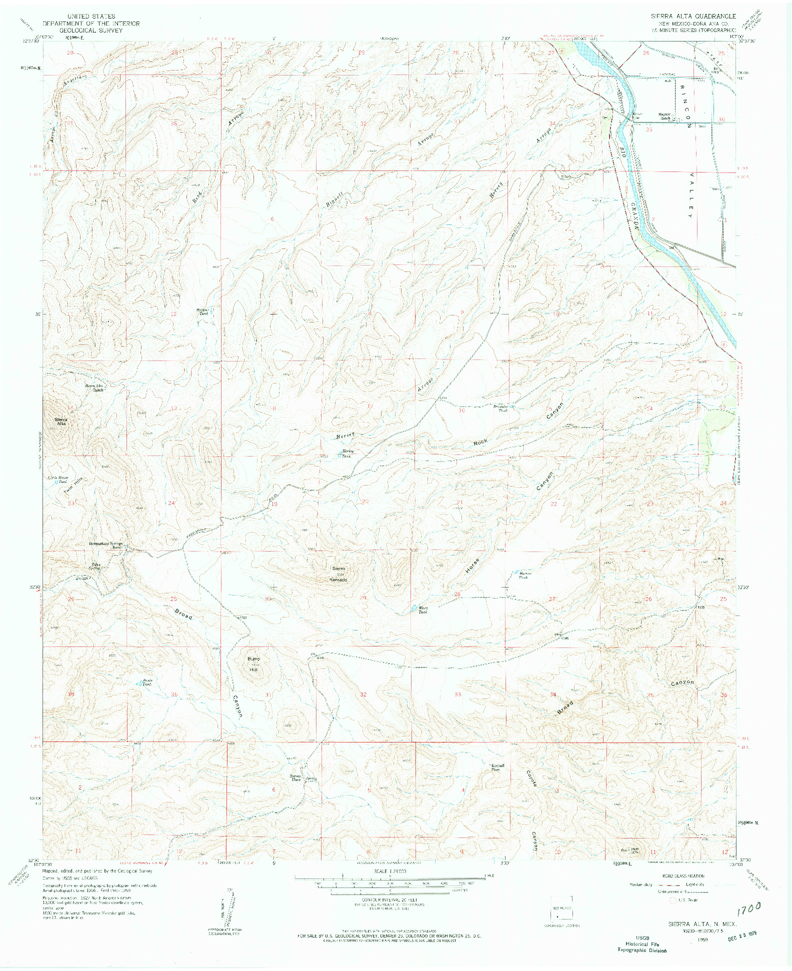 USGS 1:24000-SCALE QUADRANGLE FOR SIERRA ALTA, NM 1959