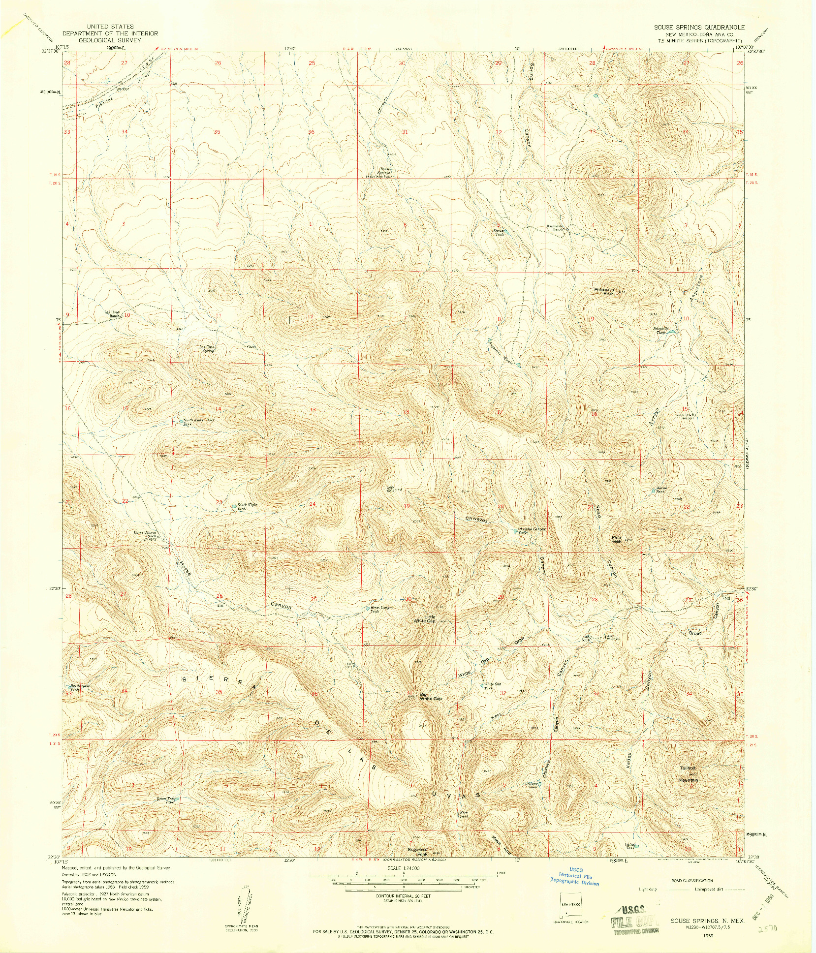 USGS 1:24000-SCALE QUADRANGLE FOR SOUSE SPRINGS, NM 1959