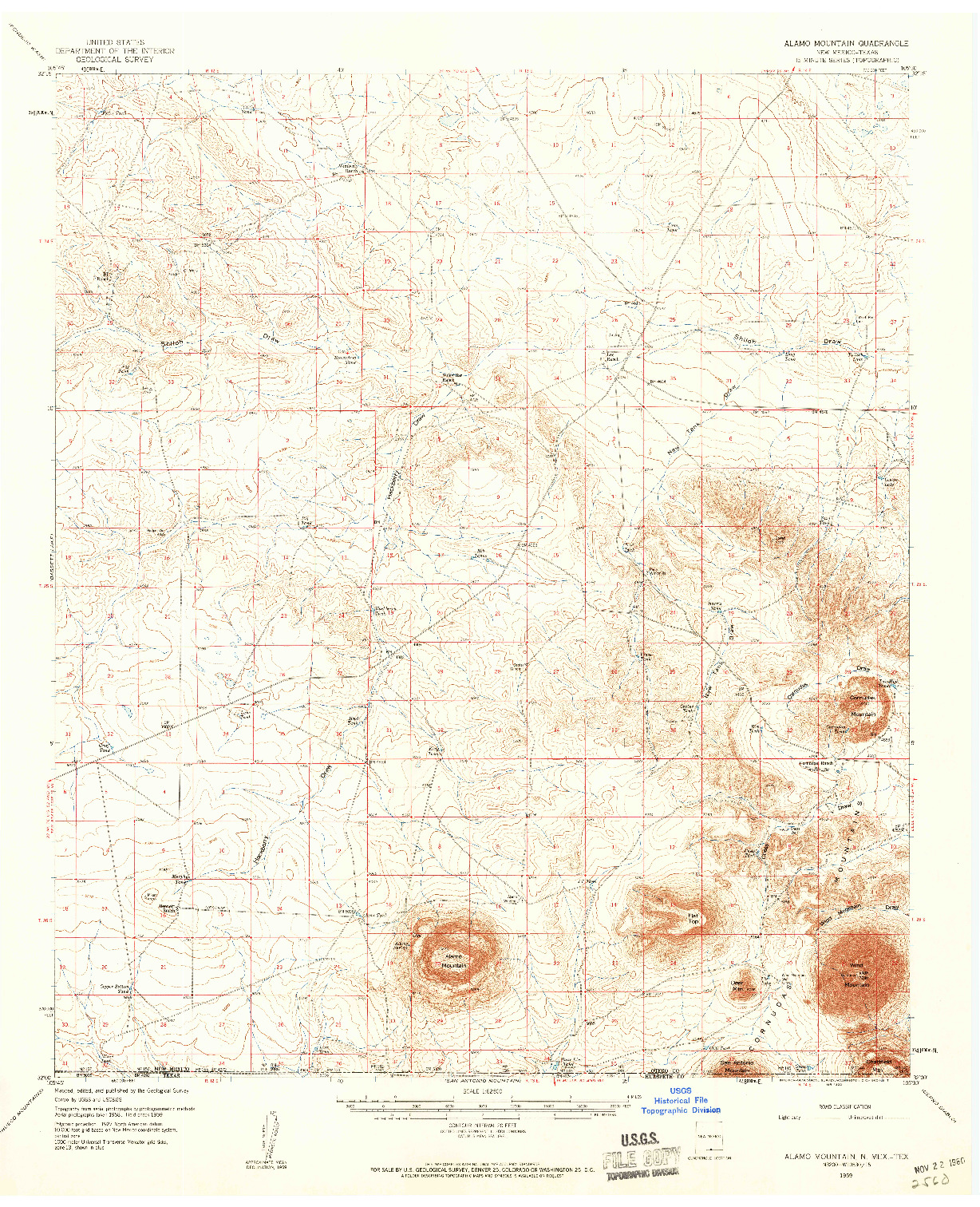 USGS 1:62500-SCALE QUADRANGLE FOR ALAMO MOUNTAIN, NM 1959