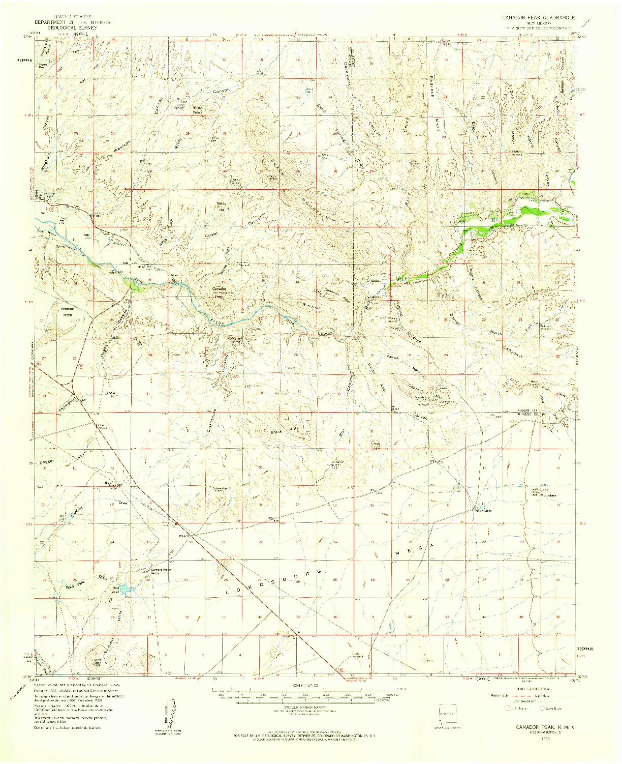 USGS 1:62500-SCALE QUADRANGLE FOR CANADOR PEAK, NM 1959