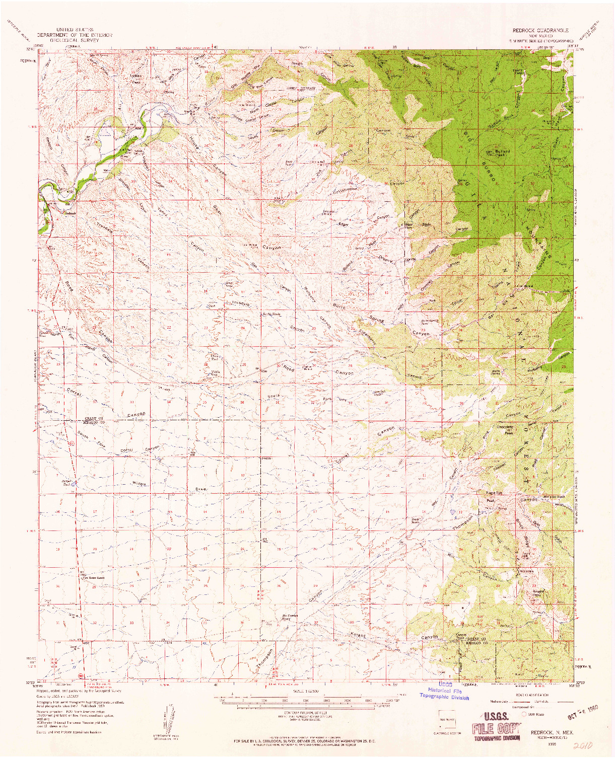 USGS 1:62500-SCALE QUADRANGLE FOR REDROCK, NM 1959