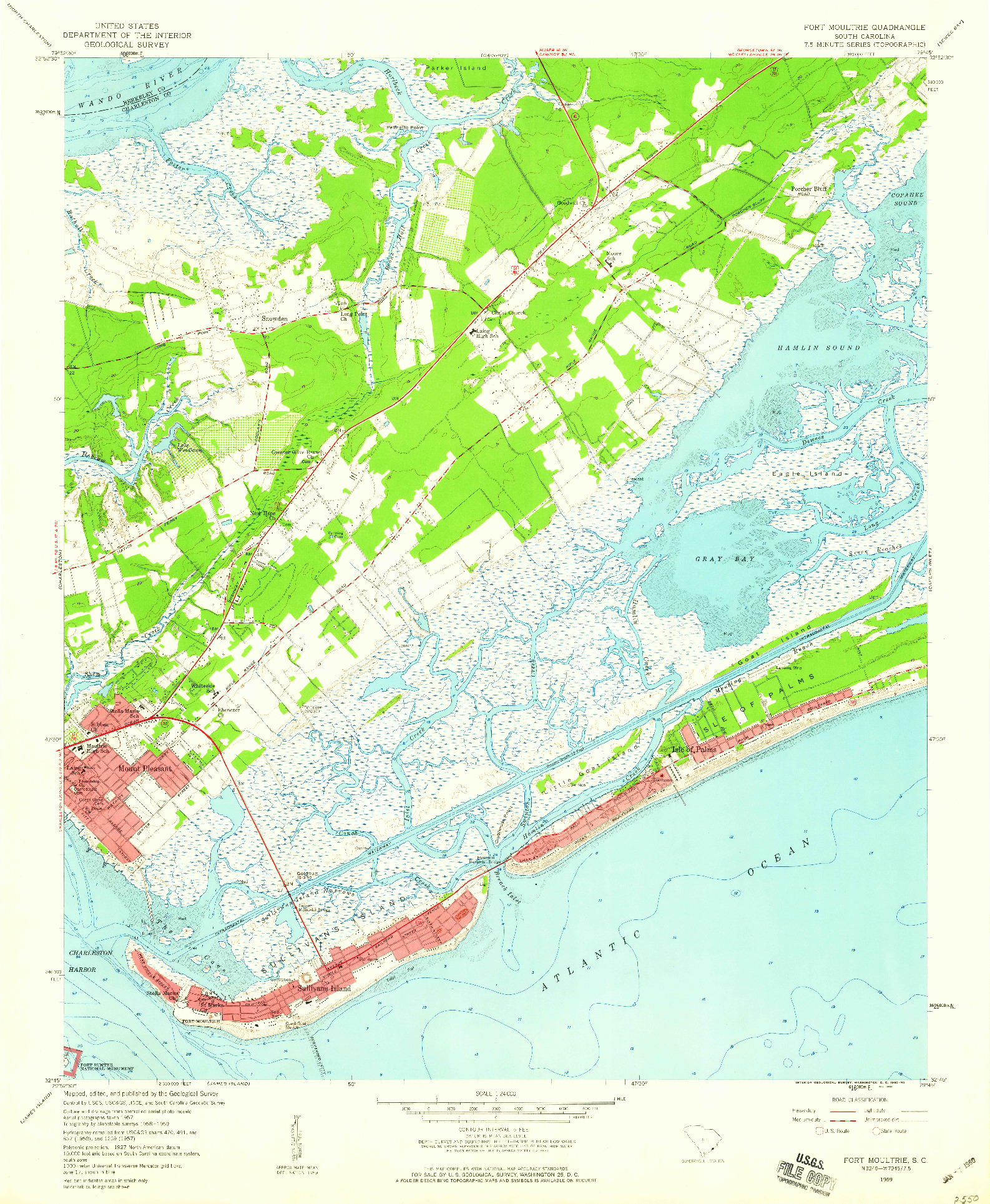 USGS 1:24000-SCALE QUADRANGLE FOR FORT MOULTRIE, SC 1959