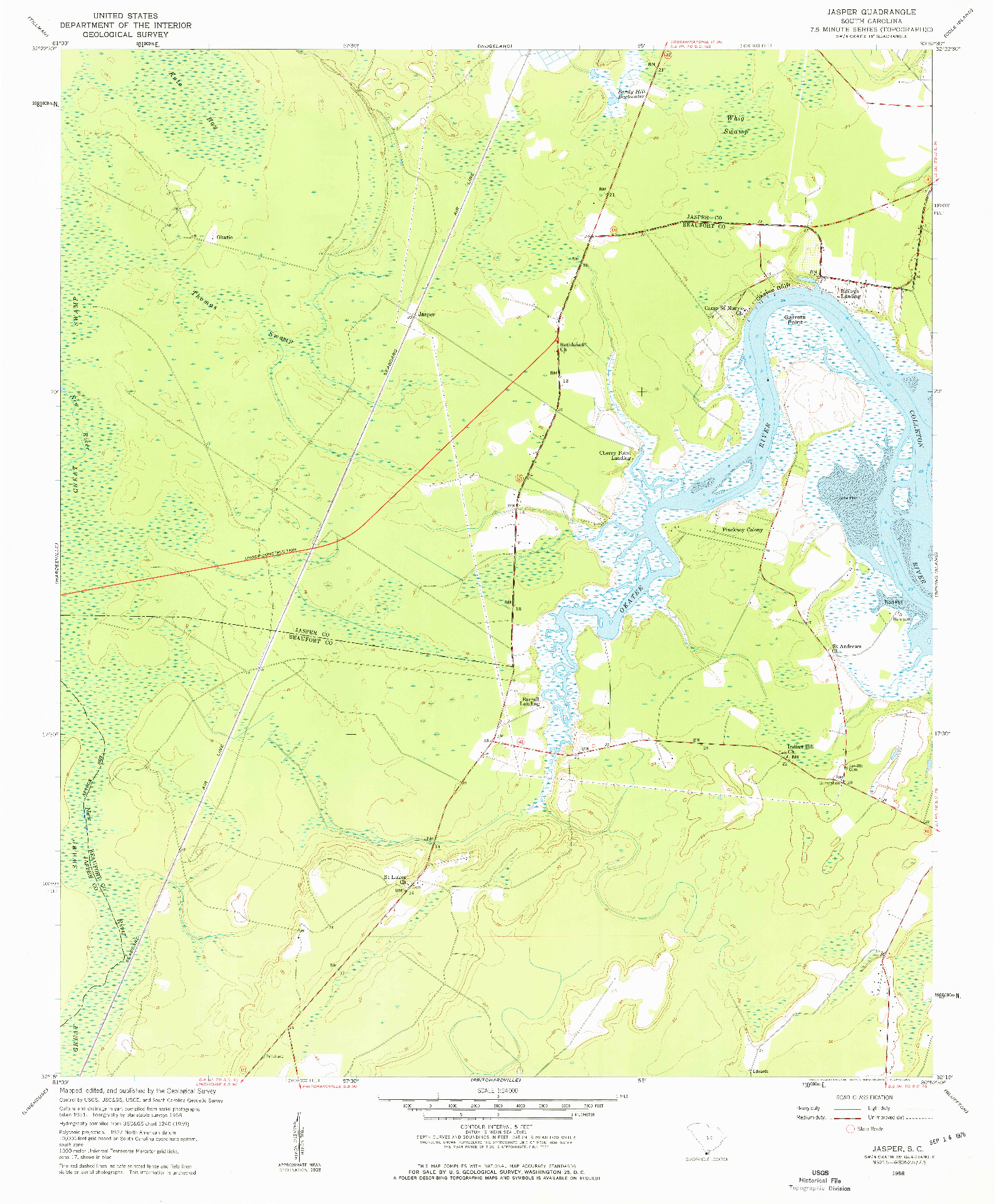 USGS 1:24000-SCALE QUADRANGLE FOR JASPER, SC 1958