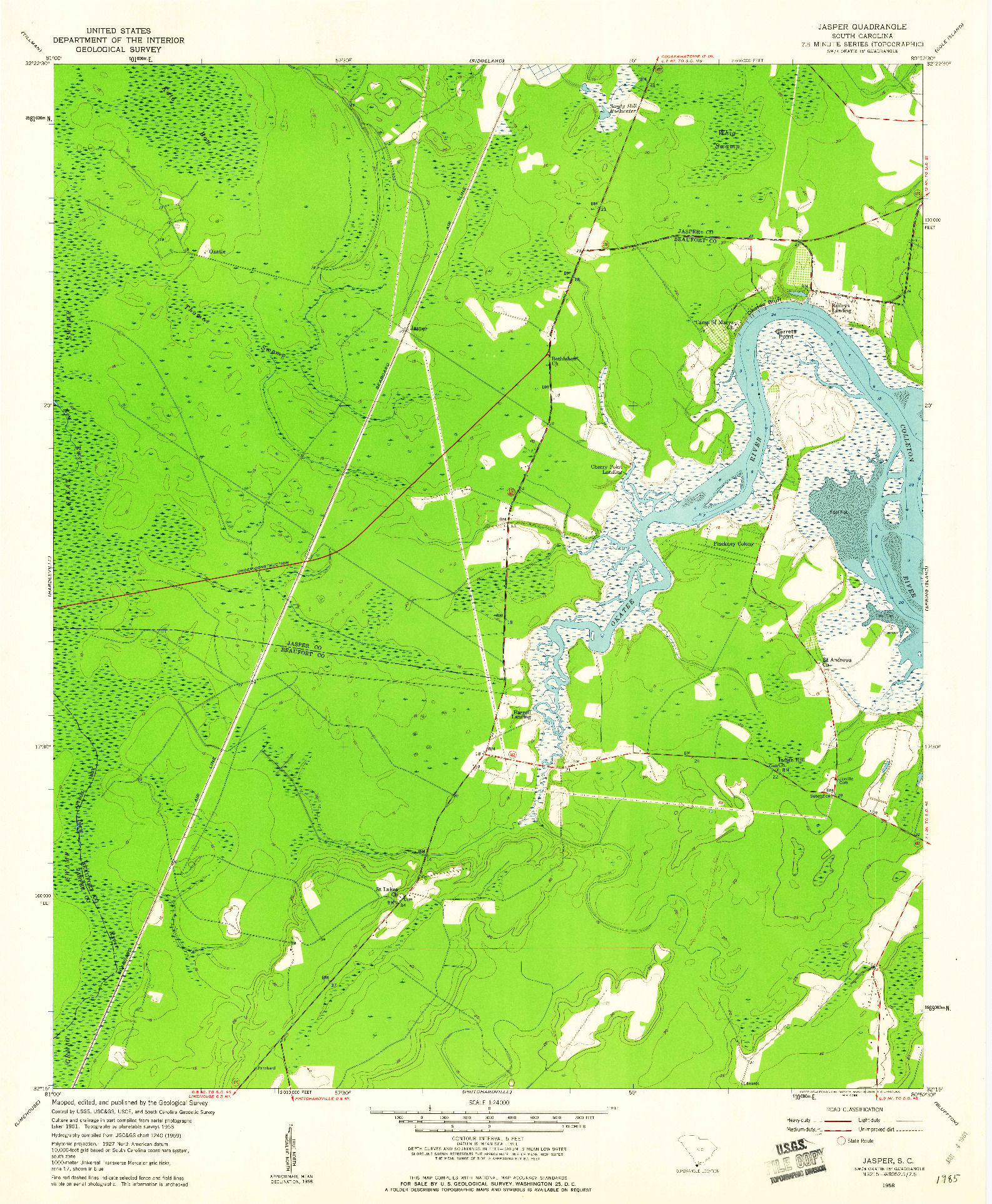 USGS 1:24000-SCALE QUADRANGLE FOR JASPER, SC 1958