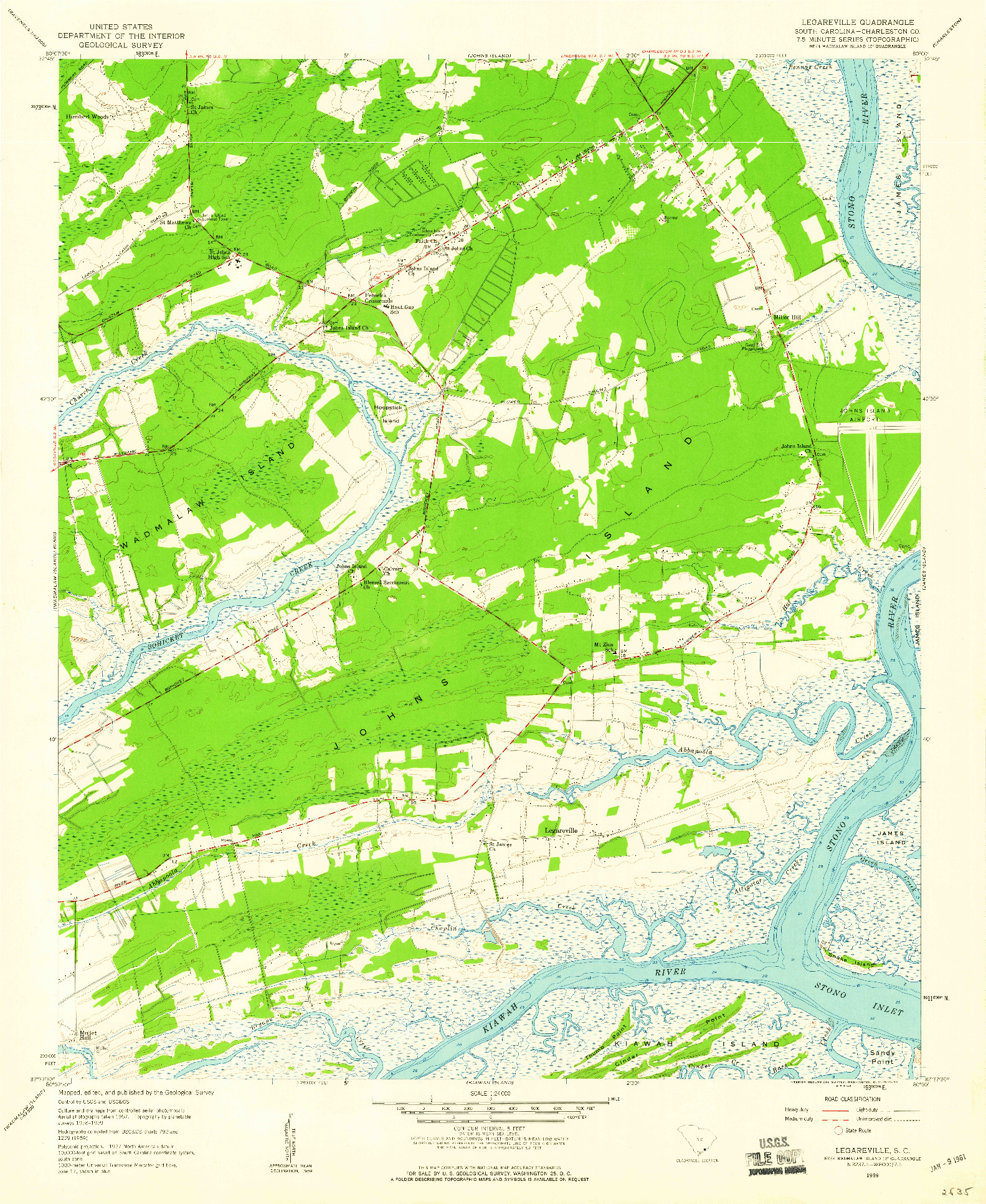 USGS 1:24000-SCALE QUADRANGLE FOR LEGAREVILLE, SC 1959