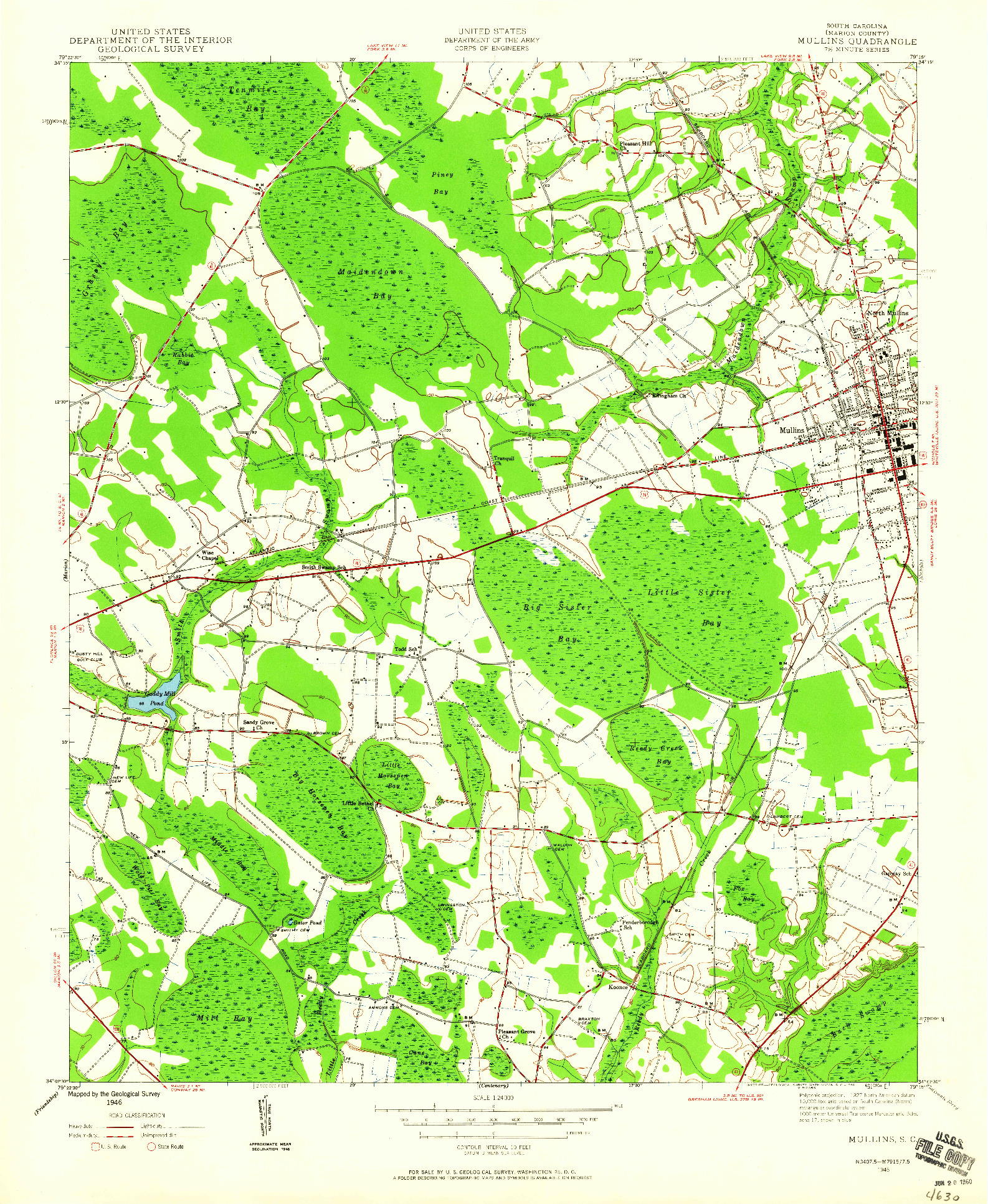 USGS 1:24000-SCALE QUADRANGLE FOR MULLINS, SC 1946