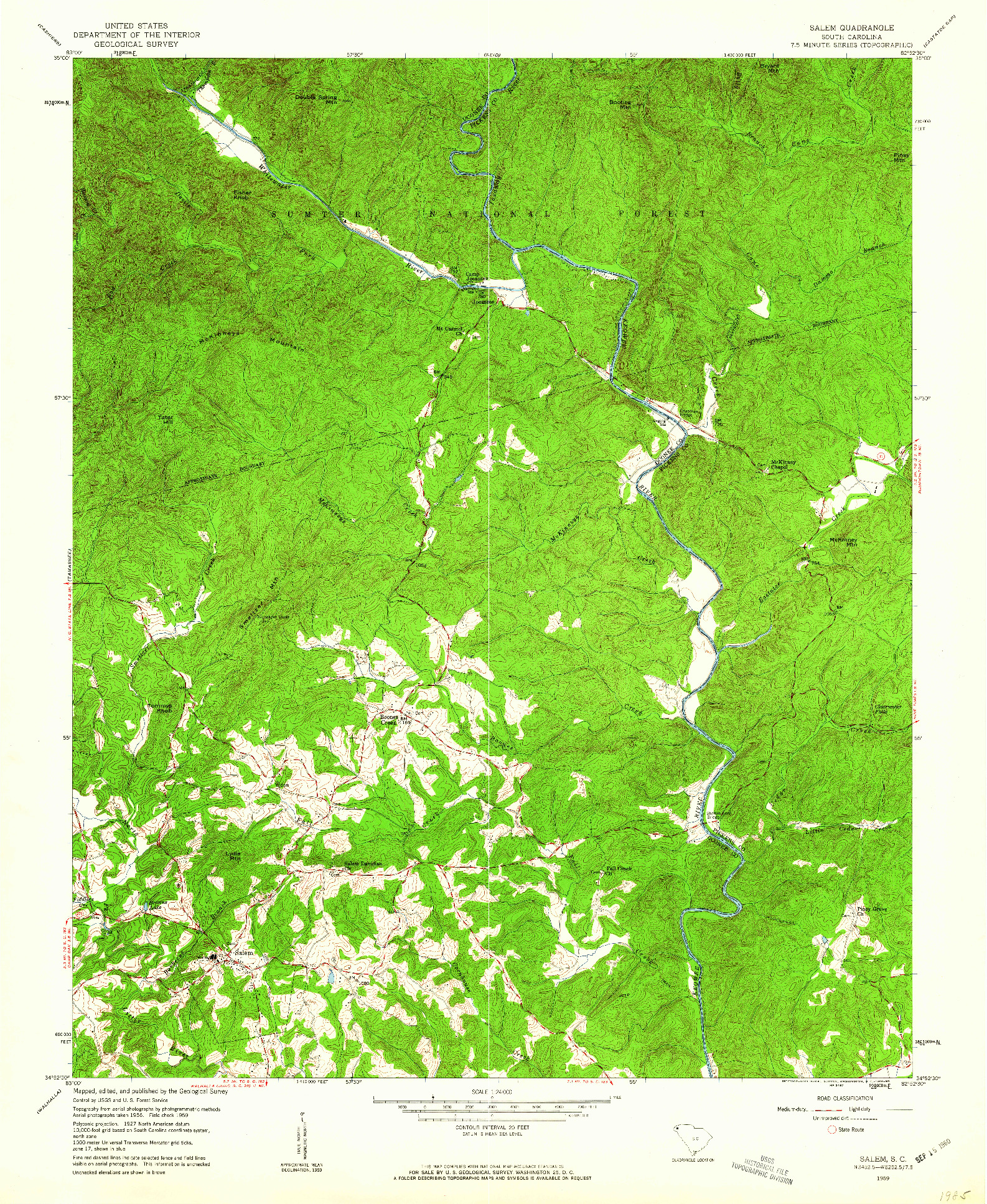 USGS 1:24000-SCALE QUADRANGLE FOR SALEM, SC 1959