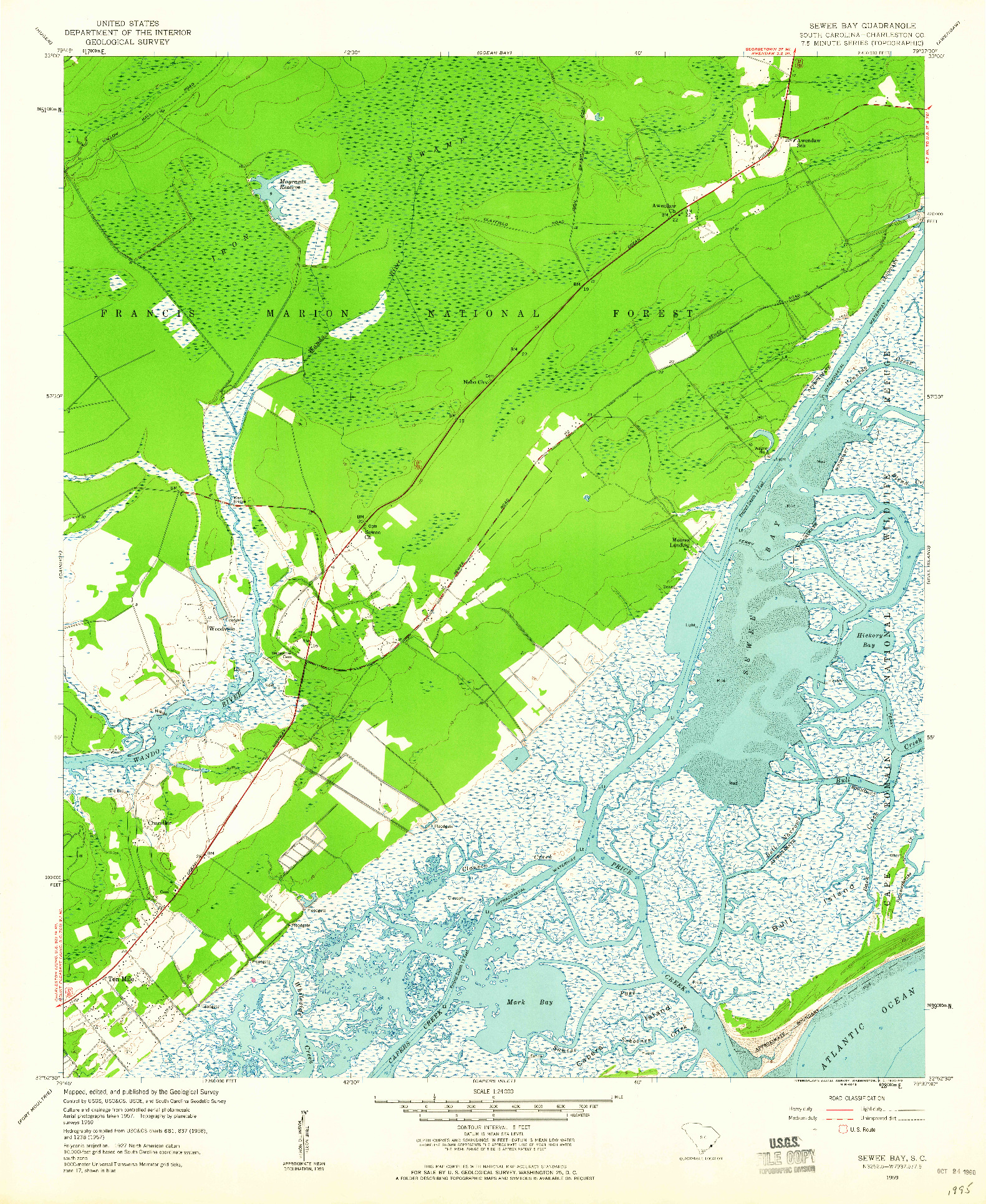 USGS 1:24000-SCALE QUADRANGLE FOR SEWEE BAY, SC 1959