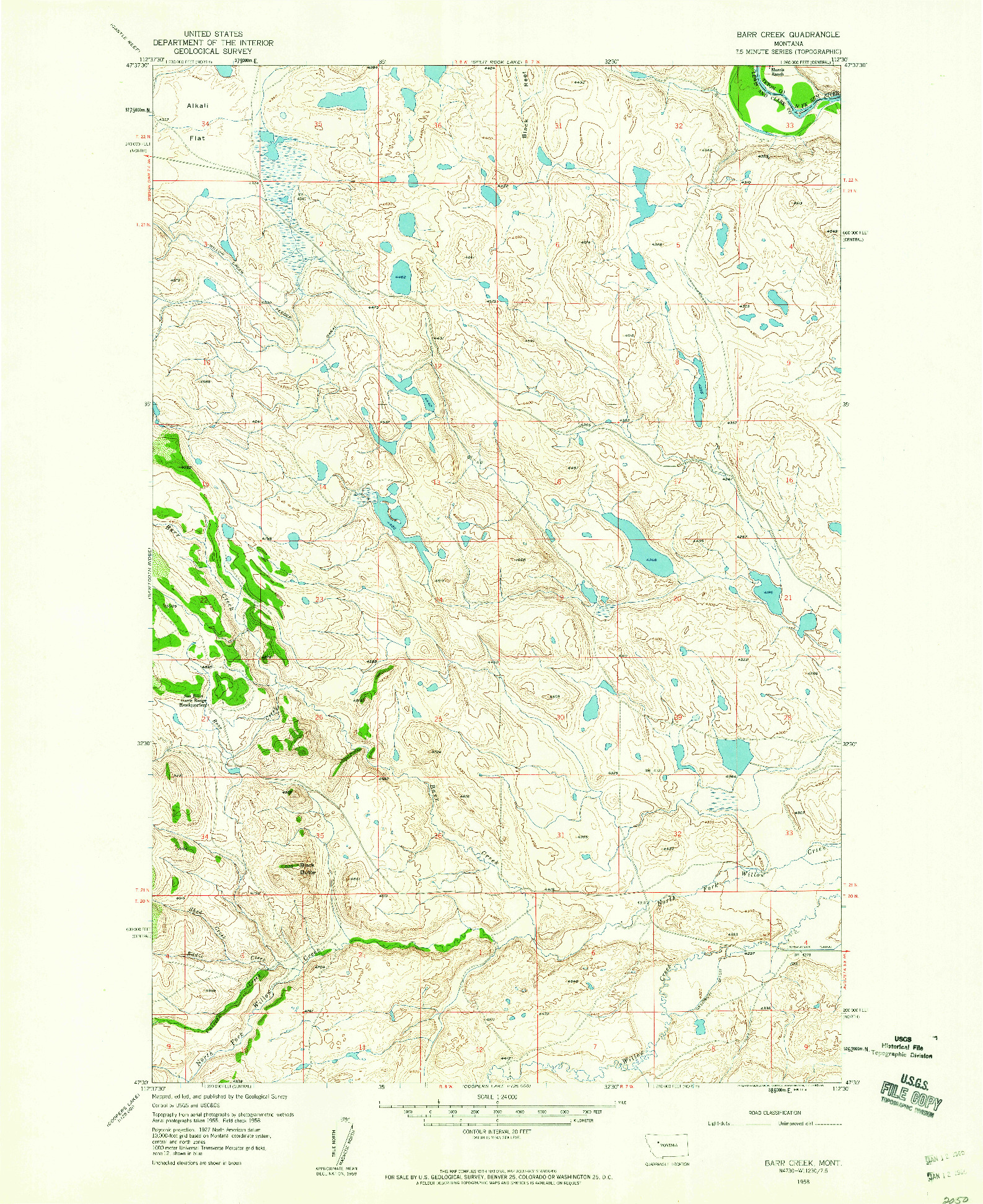 USGS 1:24000-SCALE QUADRANGLE FOR BARR CREEK, MT 1958