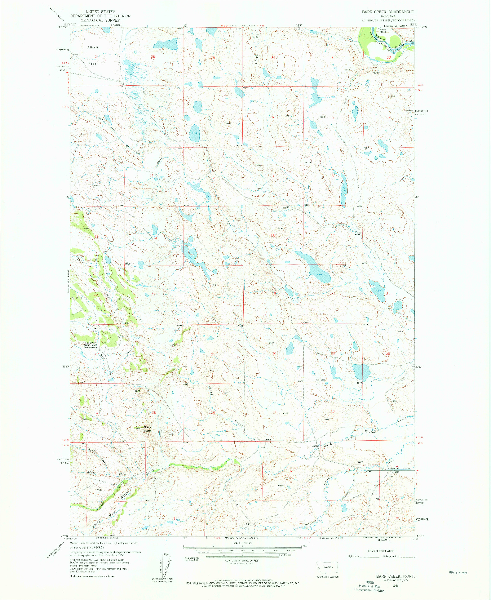 USGS 1:24000-SCALE QUADRANGLE FOR BARR CREEK, MT 1958