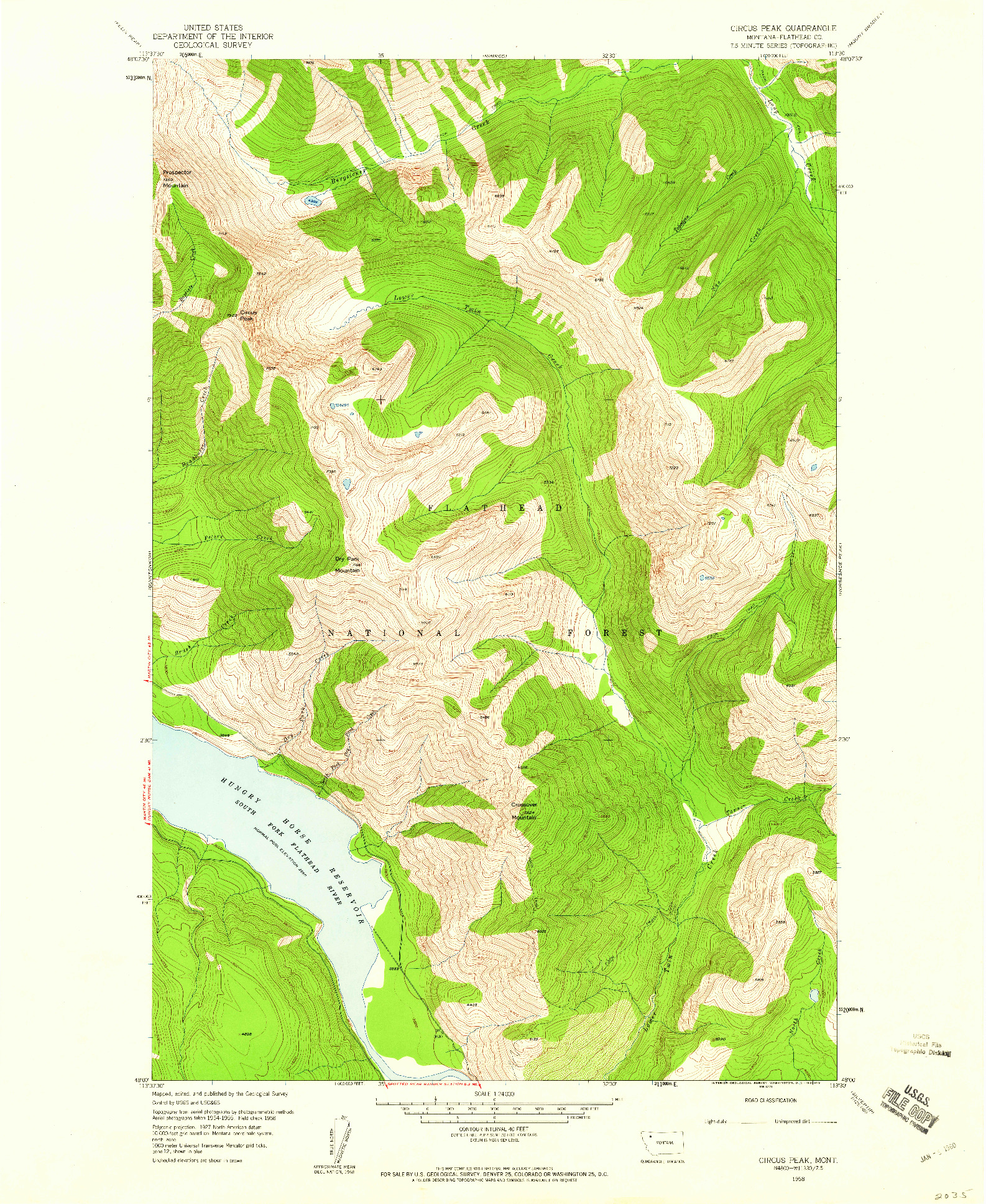 USGS 1:24000-SCALE QUADRANGLE FOR CIRCUS PEAK, MT 1958